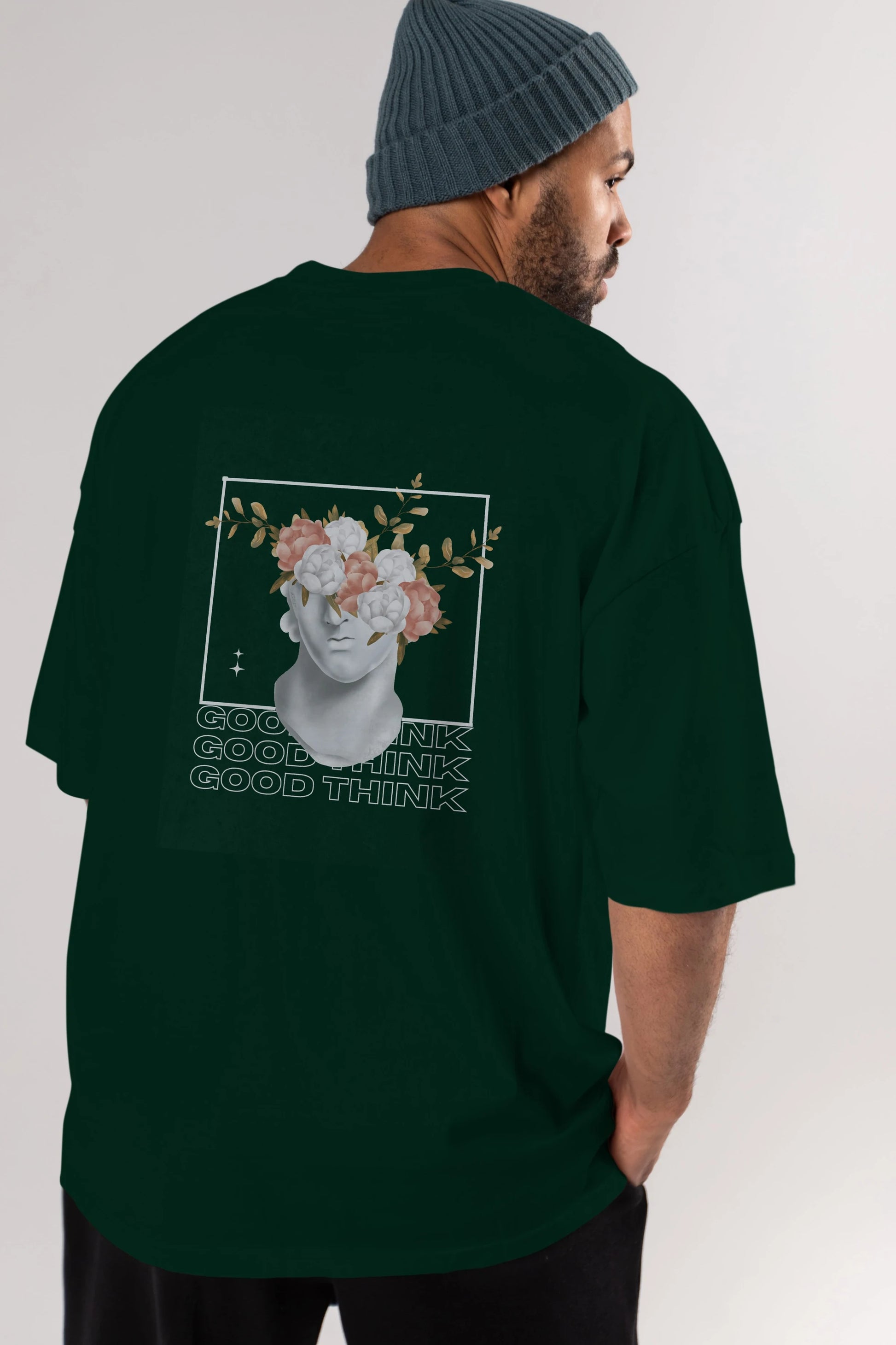 Good Think Yazılı Arka Baskılı Oversize t-shirt Erkek Kadın Unisex