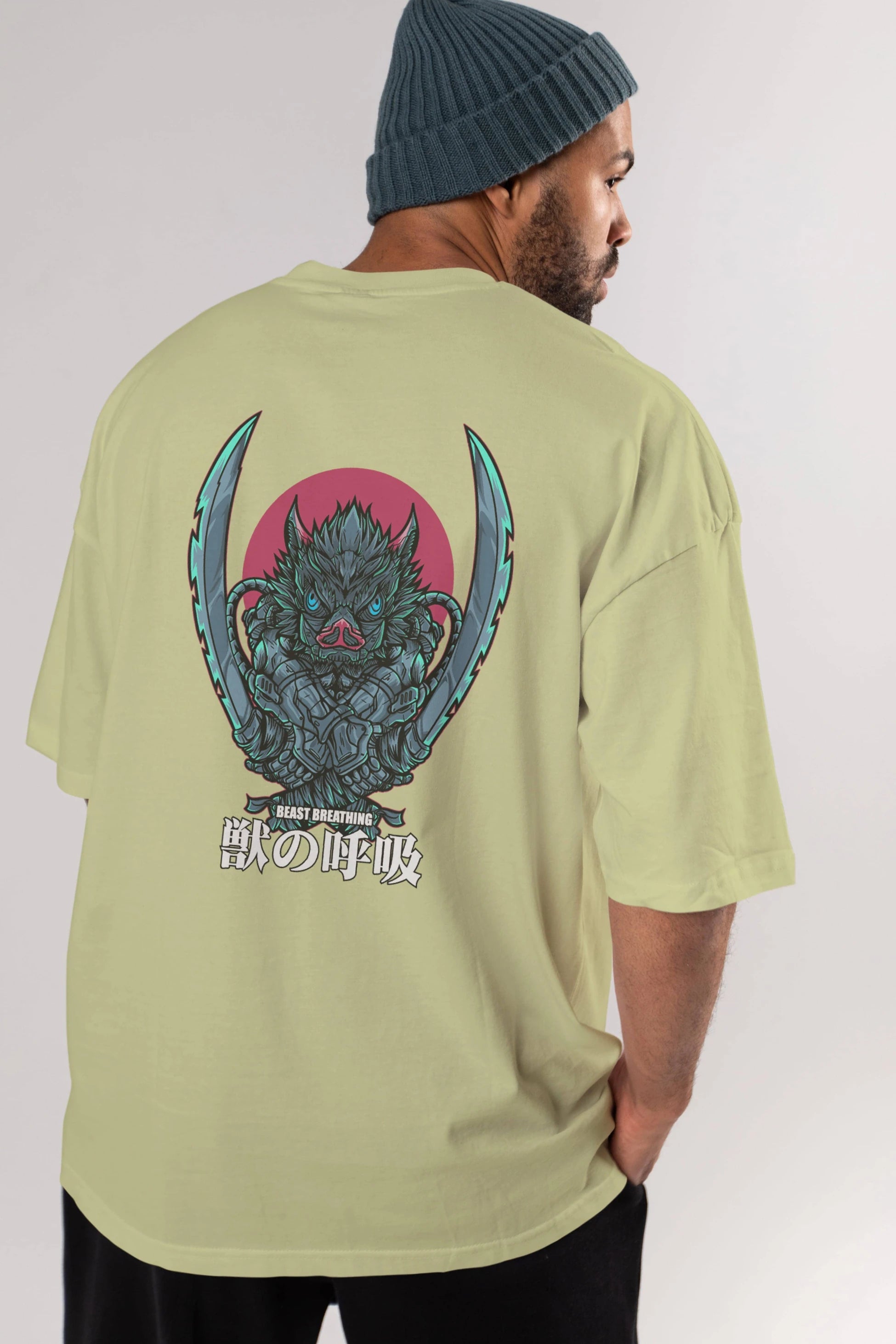 Inosuke DEMON SLAYER Anime Arka Baskılı Oversize t-shirt Erkek Kadın Unisex