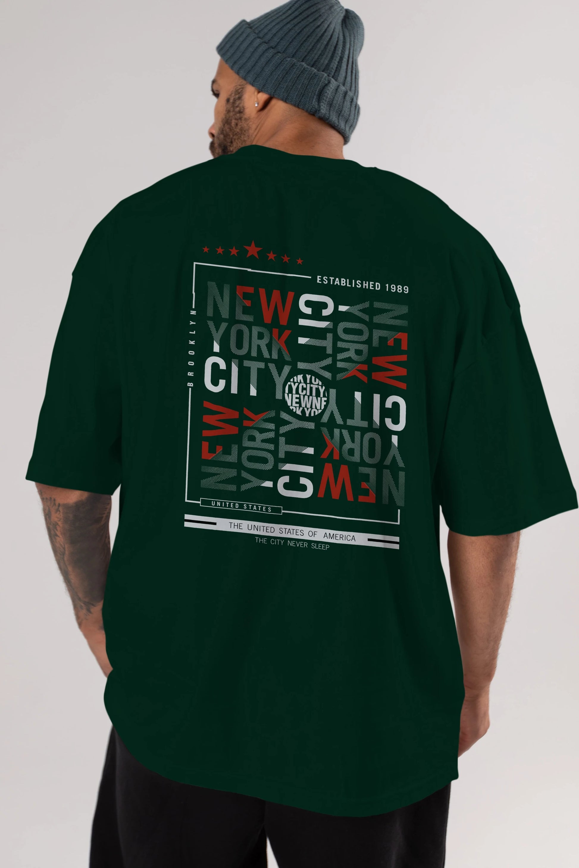 New York Style 2 Arka Baskılı Oversize t-shirt Erkek Kadın Unisex