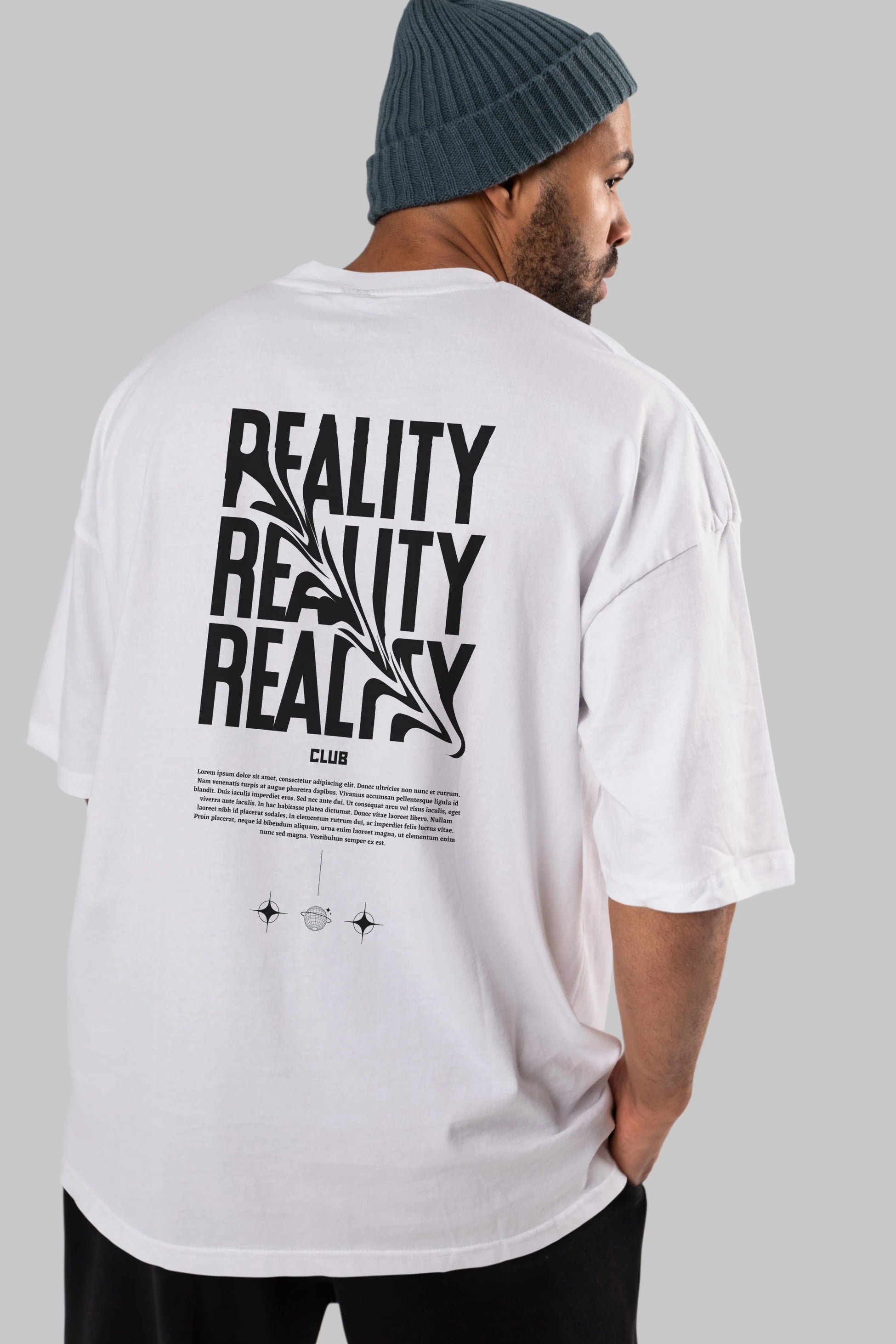 Reality Yazılı Arka Baskılı Oversize t-shirt Erkek Kadın Unisex