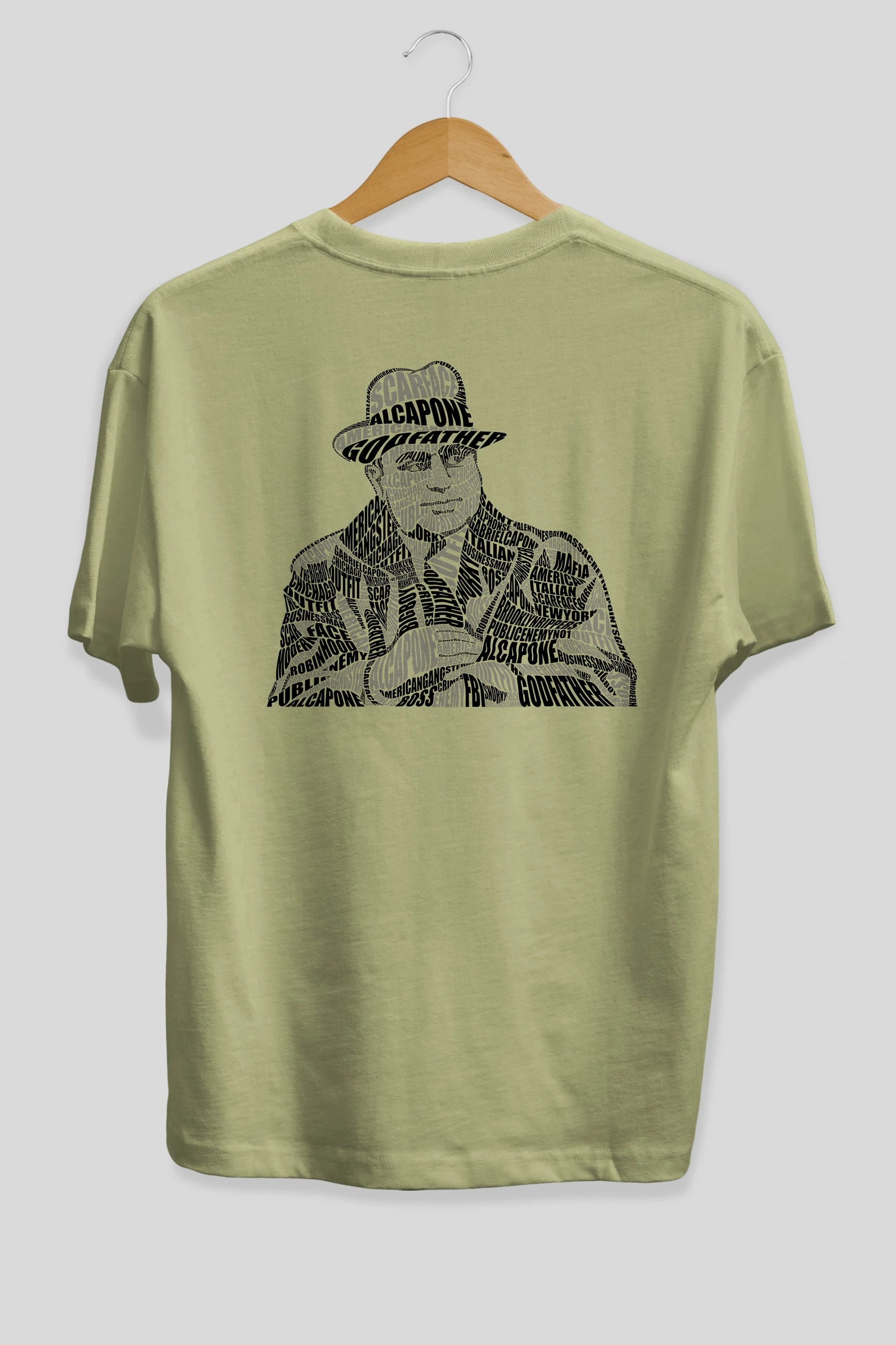 Al Capone Calligram Arka Baskılı Oversize t-shirt %100 pamuk Erkek Kadın Unisex