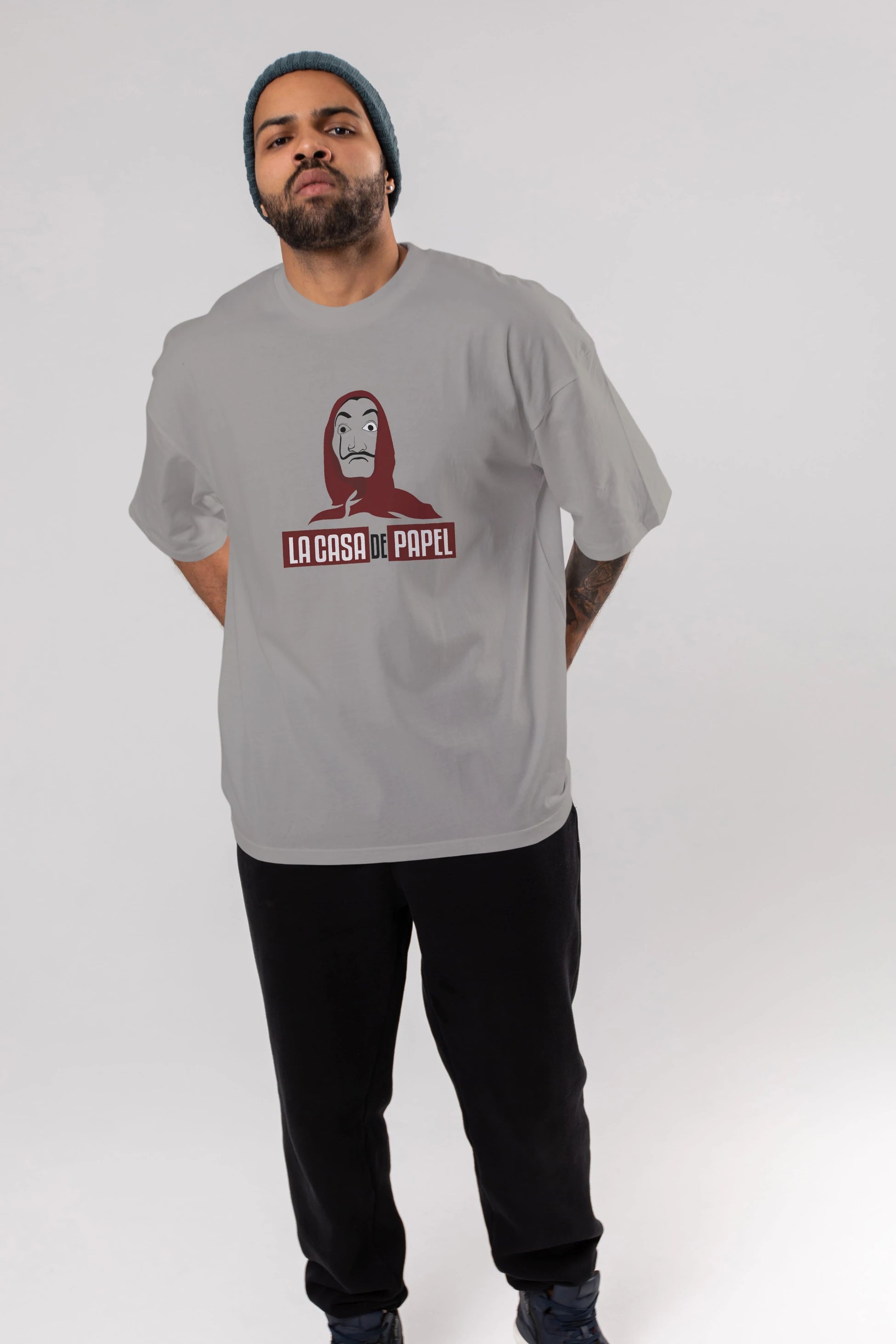 La Casa De Papel (1) Ön Baskılı Oversize t-shirt Erkek Kadın Unisex %100 Pamuk Bisiklet Yaka tişort