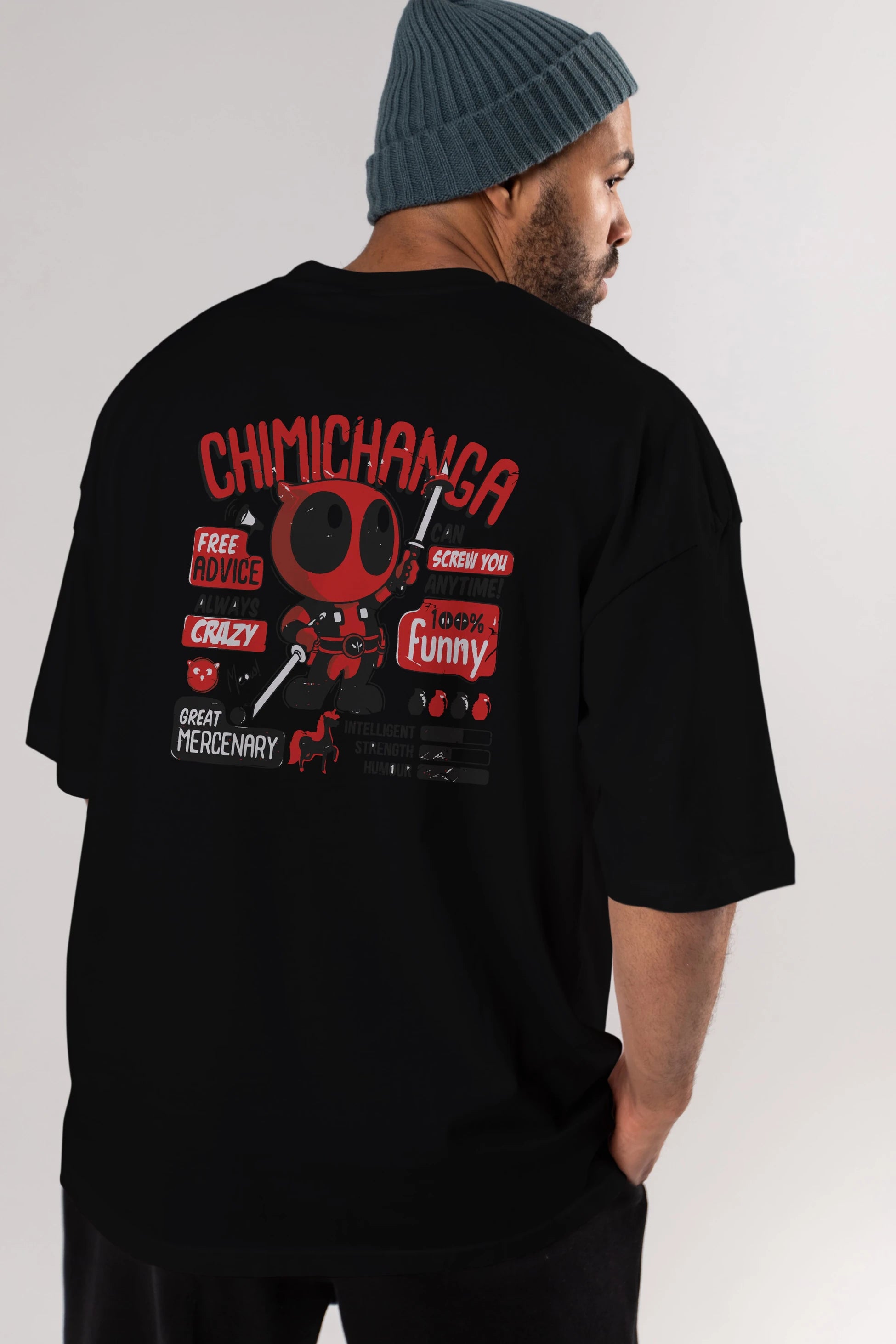 Deadpool (9) Arka Baskılı Oversize t-shirt Erkek Kadın Unisex %100 Pamuk Bisiklet Yaka tişort