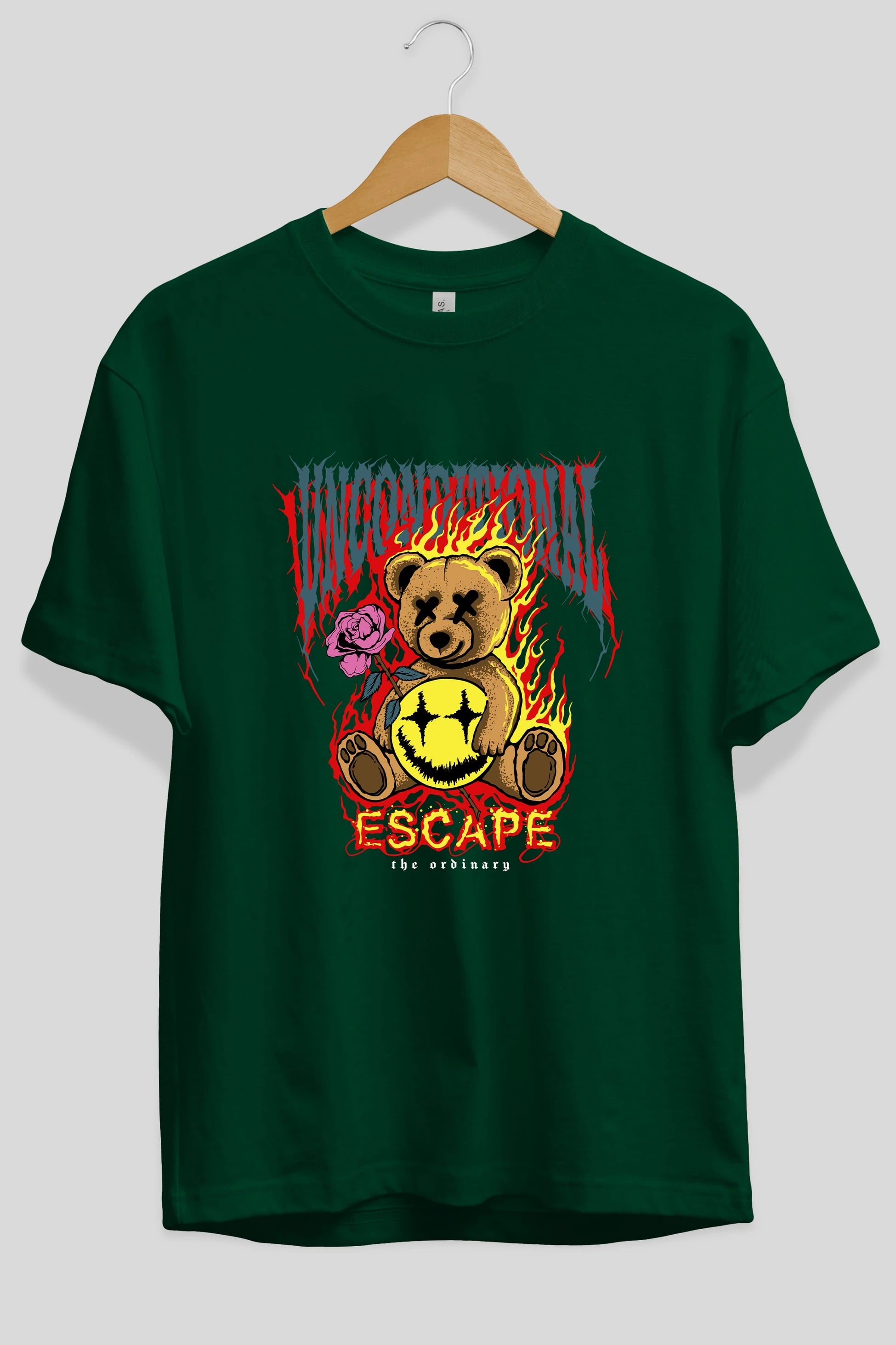 Escape Bear Ön Baskılı Oversize t-shirt Erkek Kadın Unisex