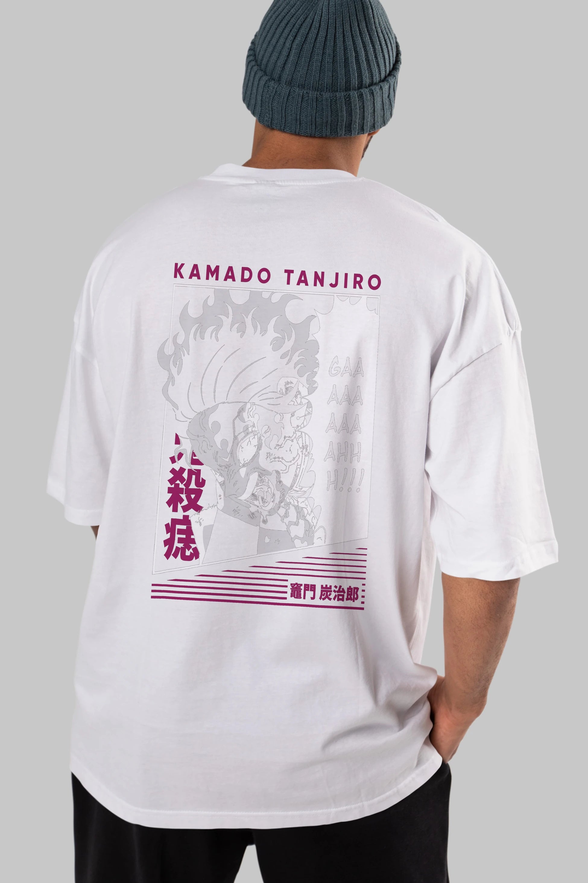 TANJIRO KAMADO 3 Anime Arka Baskılı Oversize t-shirt Erkek Kadın Unisex