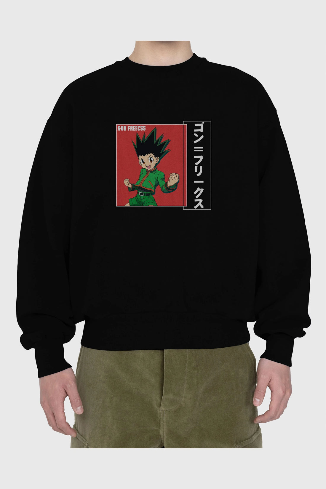 Gon Freecss HUNTER X HUNTER 5 Anime Ön Baskılı Oversize Sweatshirt Erkek Kadın Unisex