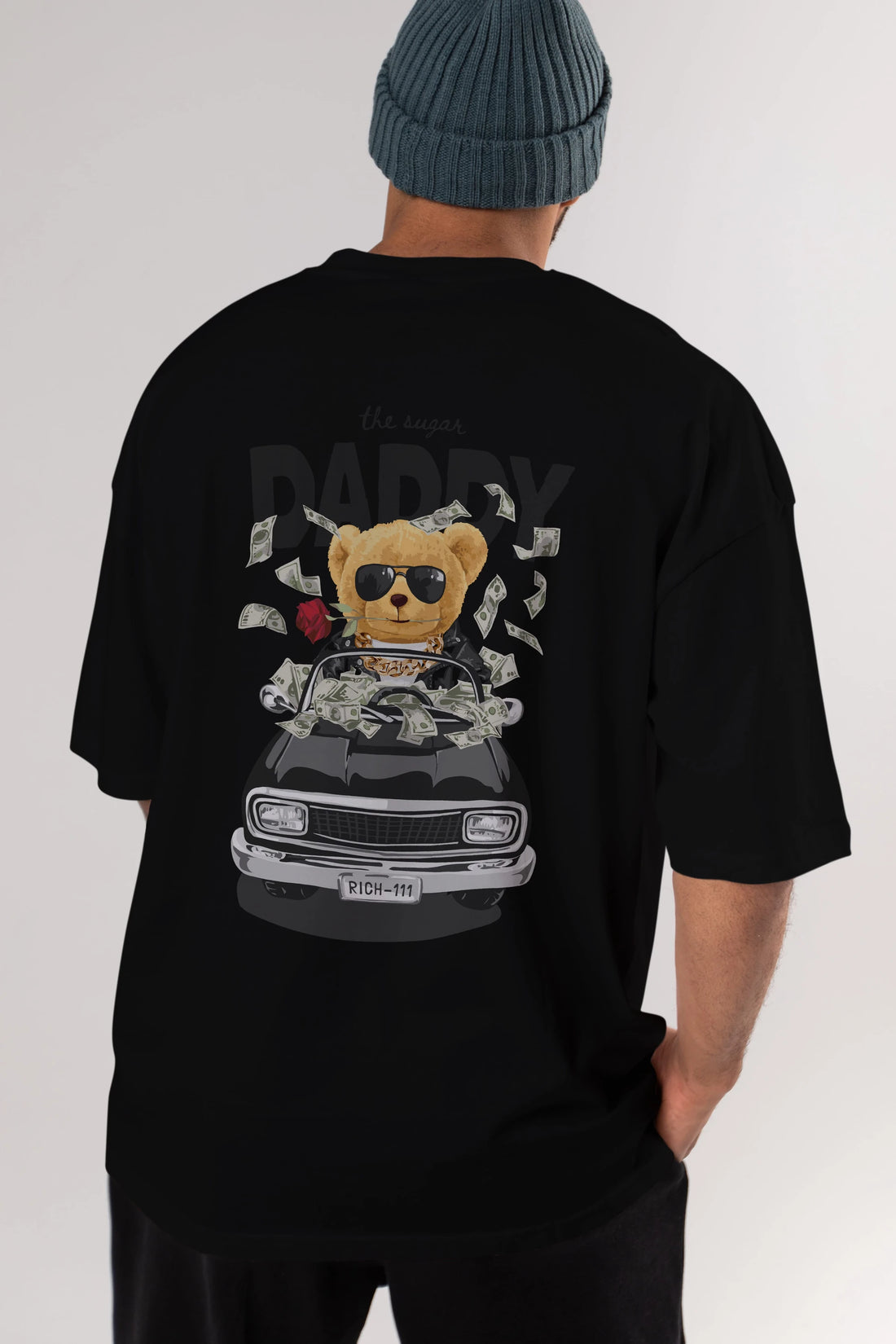 Teddy Bear Daddy Arka Baskılı Oversize t-shirt Erkek Kadın Unisex %100 Pamuk