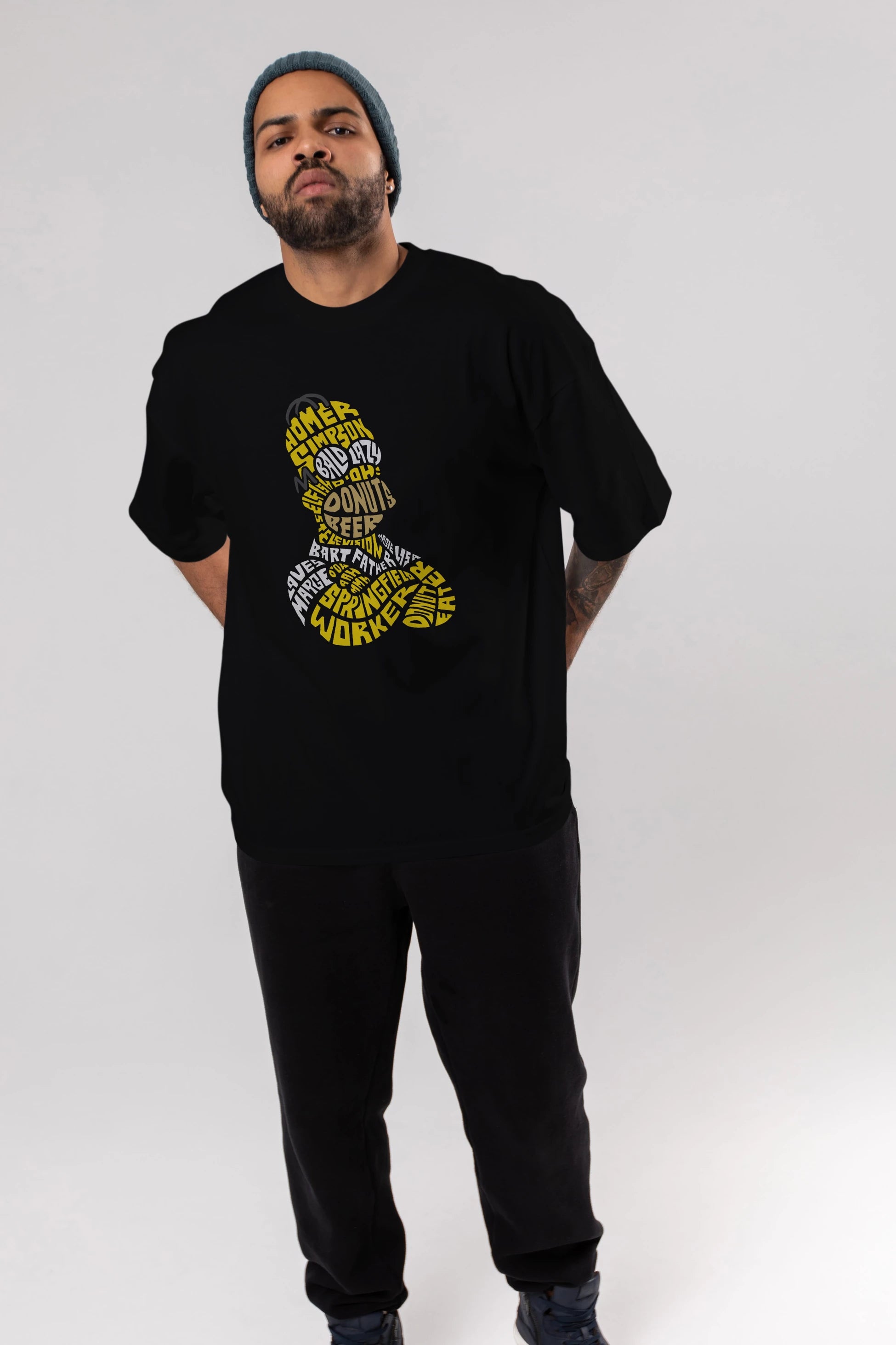 Homer Simpson Ön Baskılı Oversize t-shirt %100 pamuk Erkek Kadın Unisex