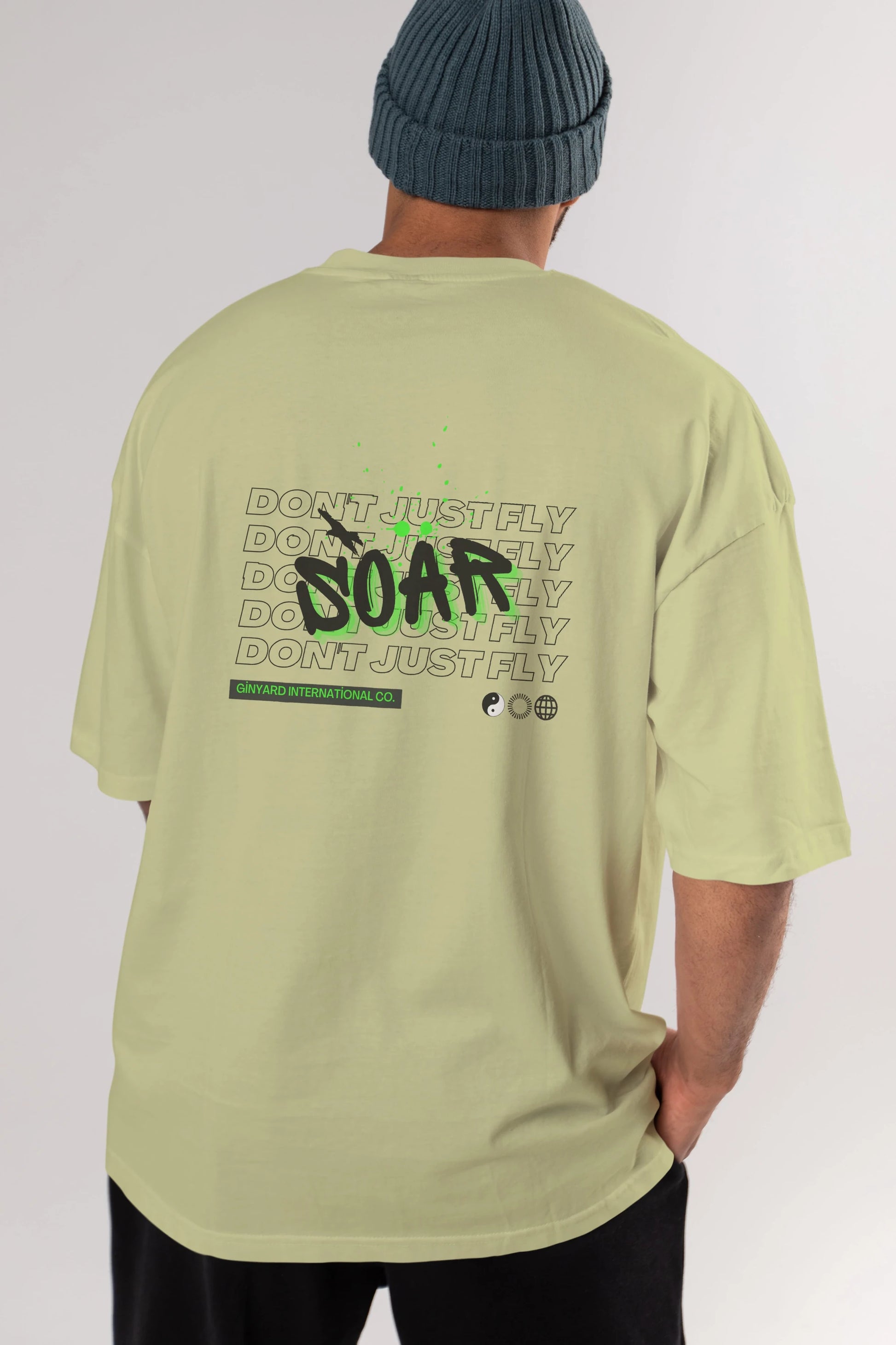 Soar Dont Just Fly Yazılı Arka Baskılı Oversize t-shirt Erkek Kadın Unisex