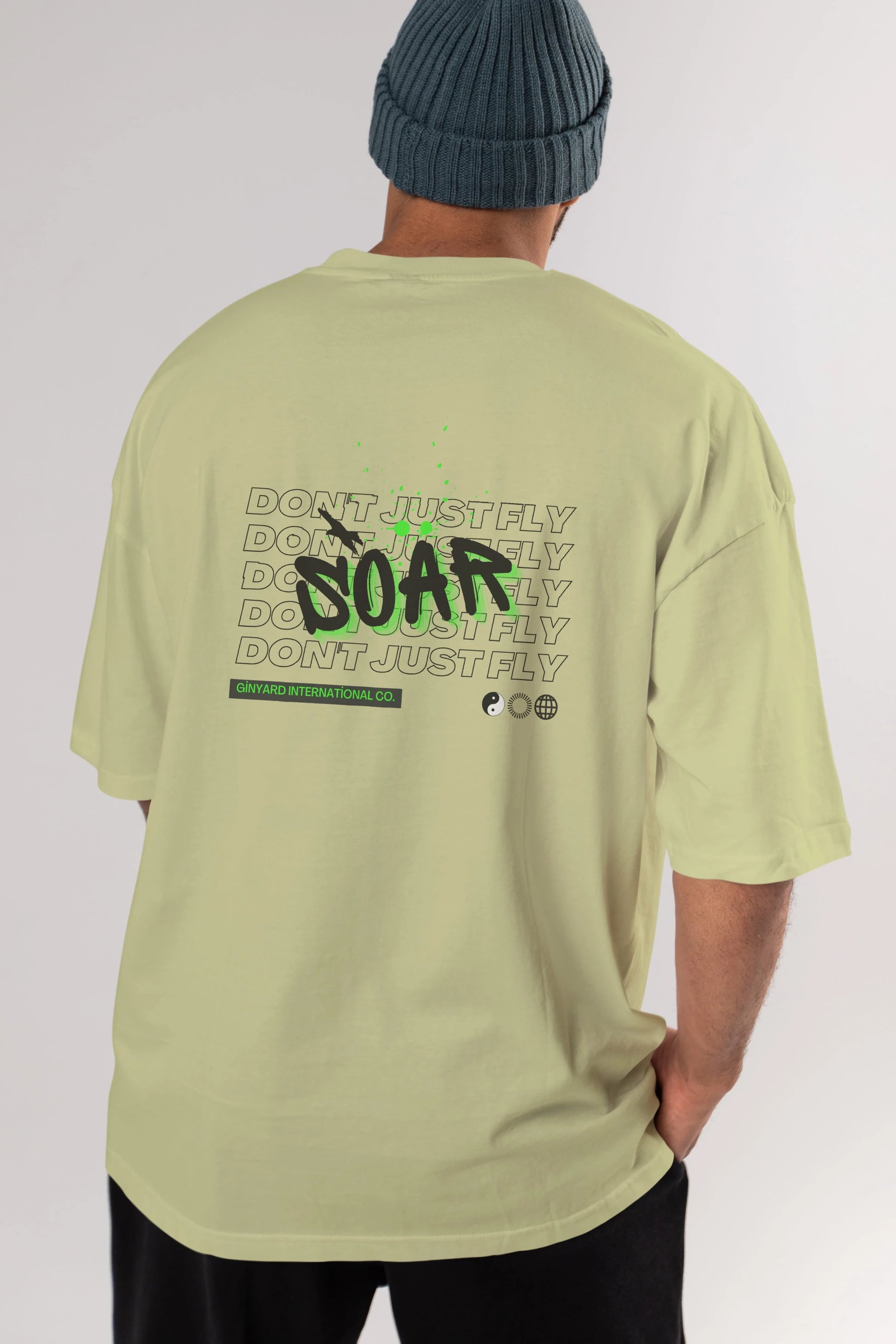 Soar Dont Just Fly Yazılı Arka Baskılı Oversize t-shirt Erkek Kadın Unisex