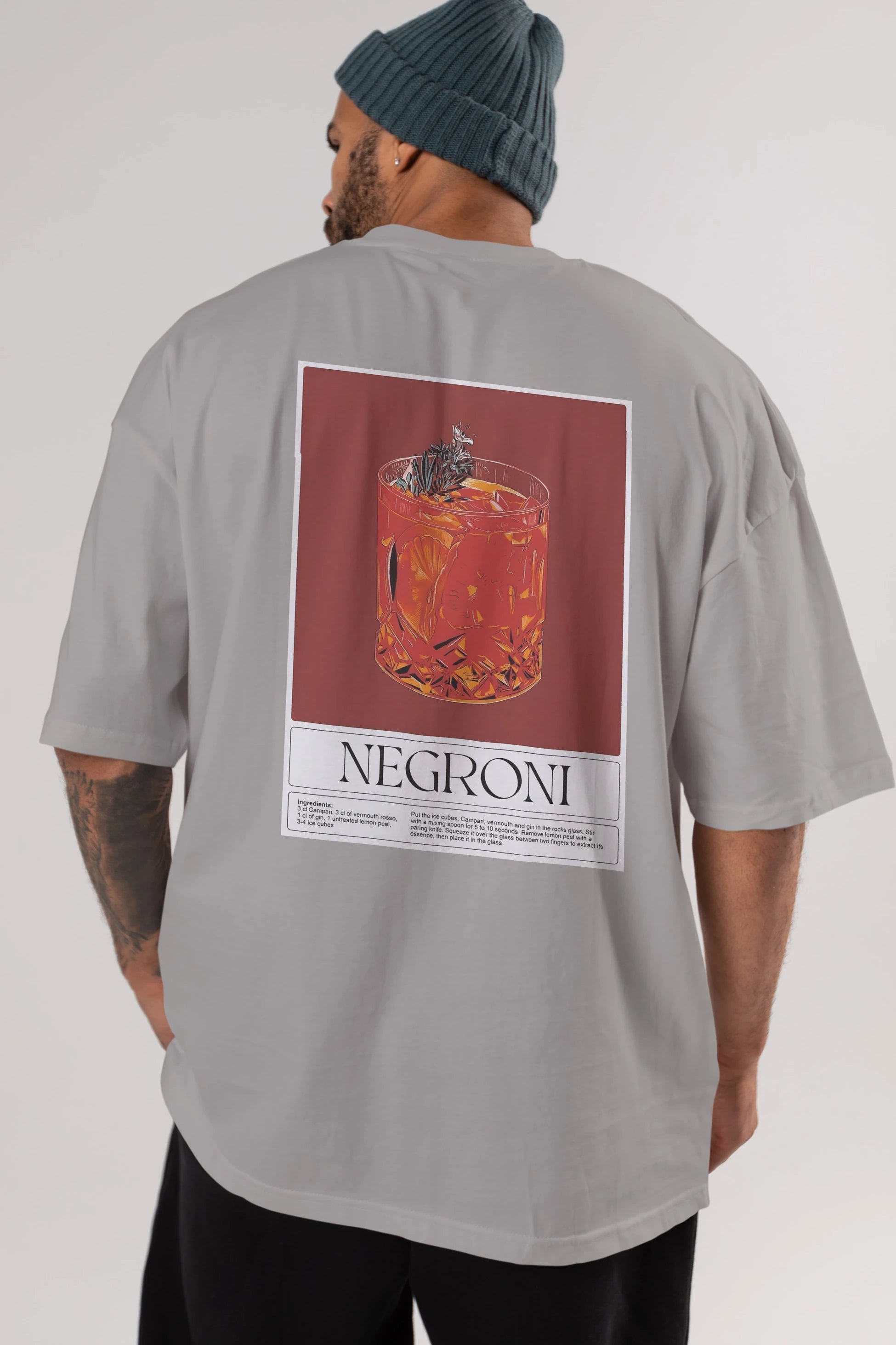 Negroni 2 Arka Baskılı Oversize t-shirt Erkek Kadın Unisex %100 Pamuk Bisiklet Yaka tişort