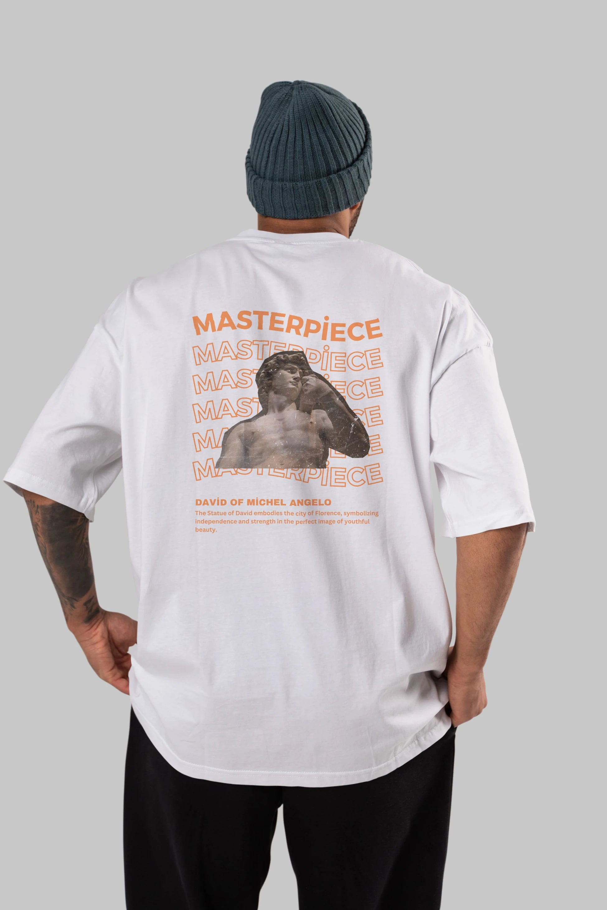 Masterpiece Yazılı Arka Baskılı Oversize t-shirt Erkek Kadın Unisex