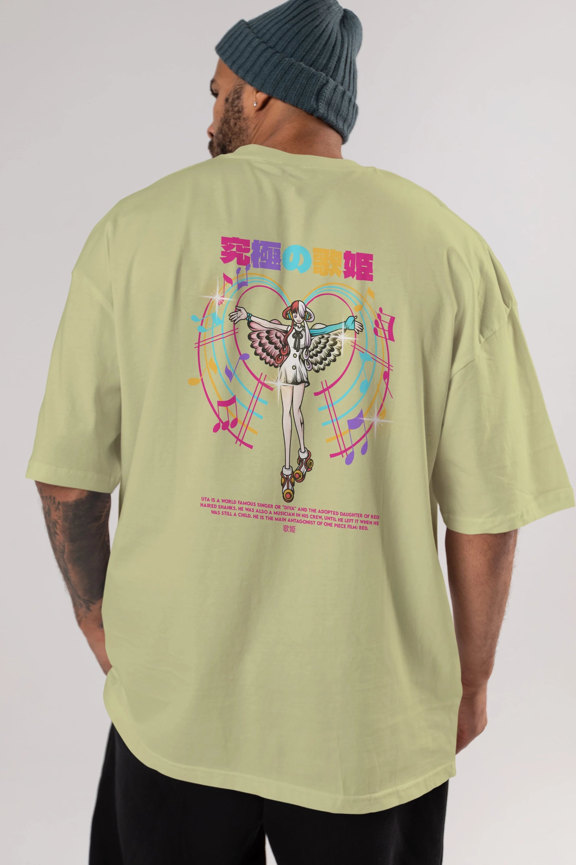 Uta Anime Arka Baskılı Oversize t-shirt Erkek Kadın Unisex