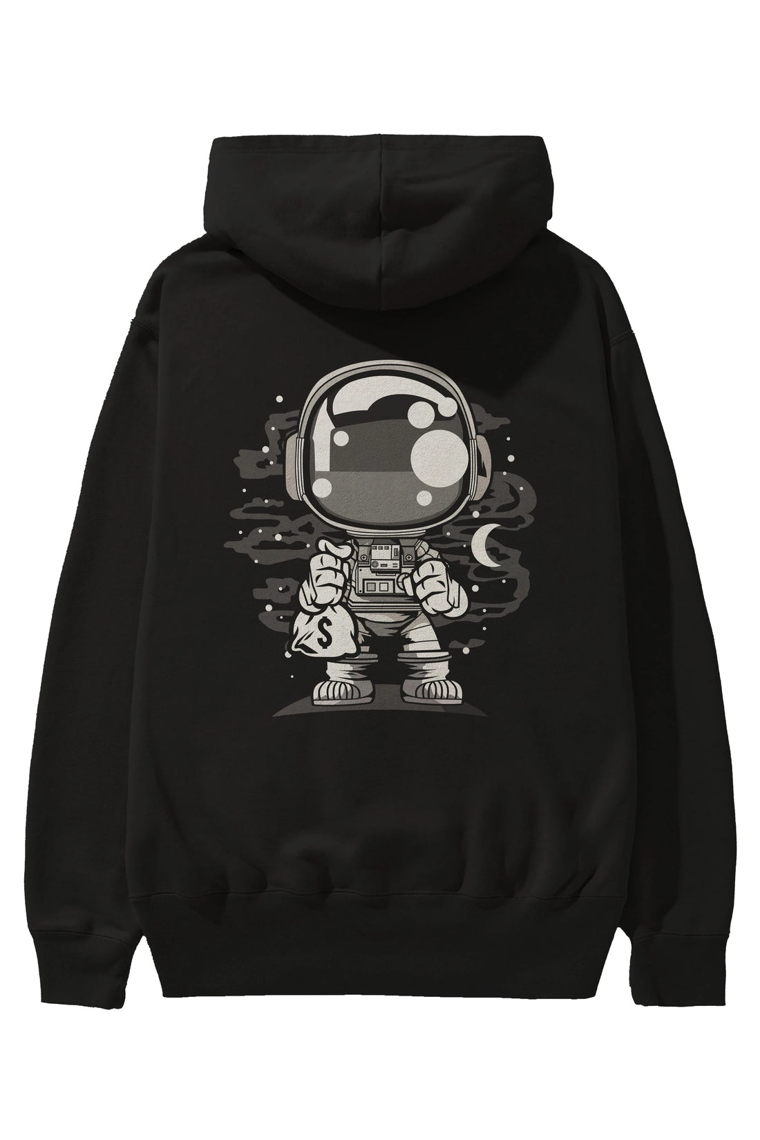 Astronaut Chibi Arka Baskılı Hoodie Oversize Kapüşonlu Sweatshirt Erkek Kadın Unisex