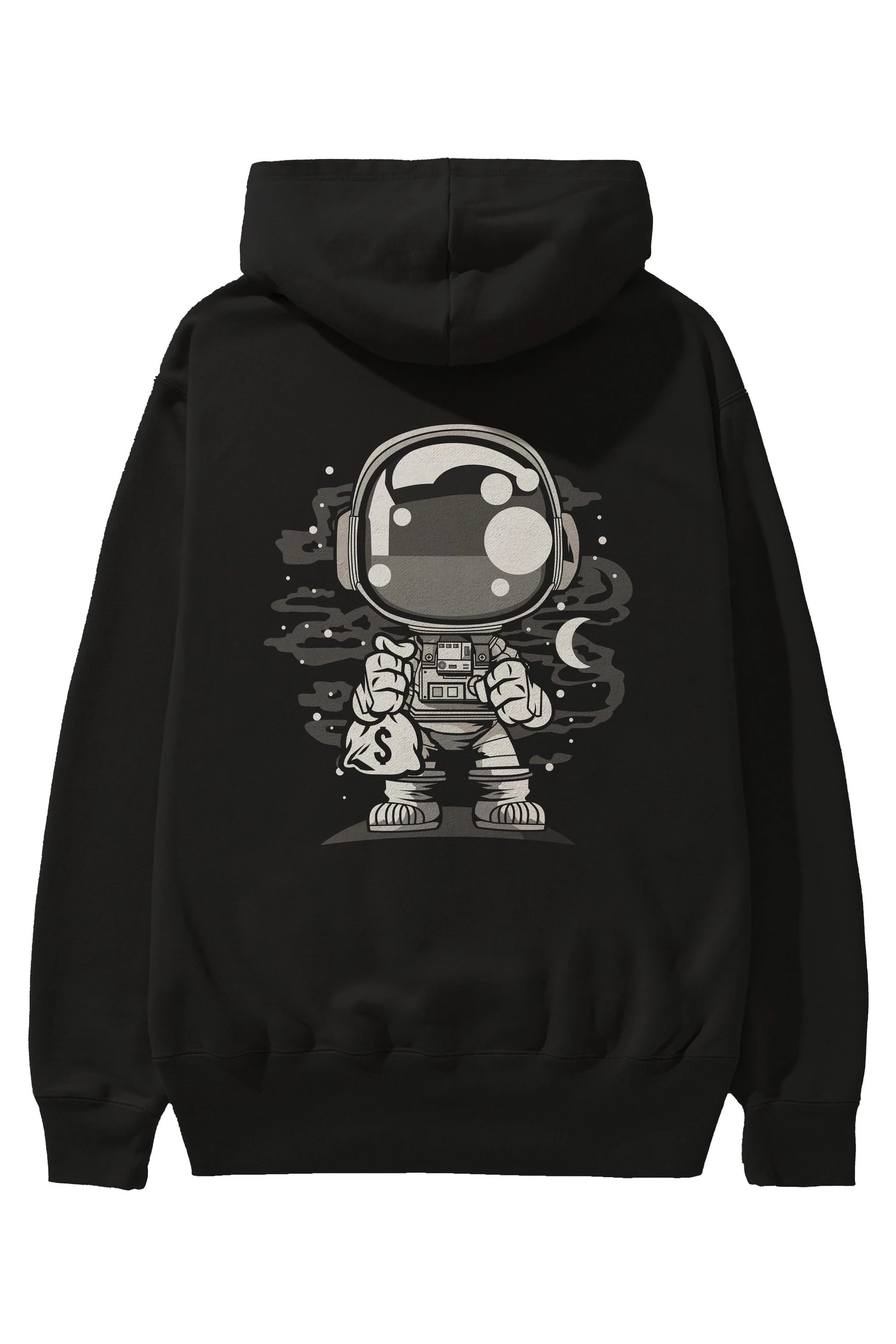 Astronaut Chibi Arka Baskılı Hoodie Oversize Kapüşonlu Sweatshirt Erkek Kadın Unisex