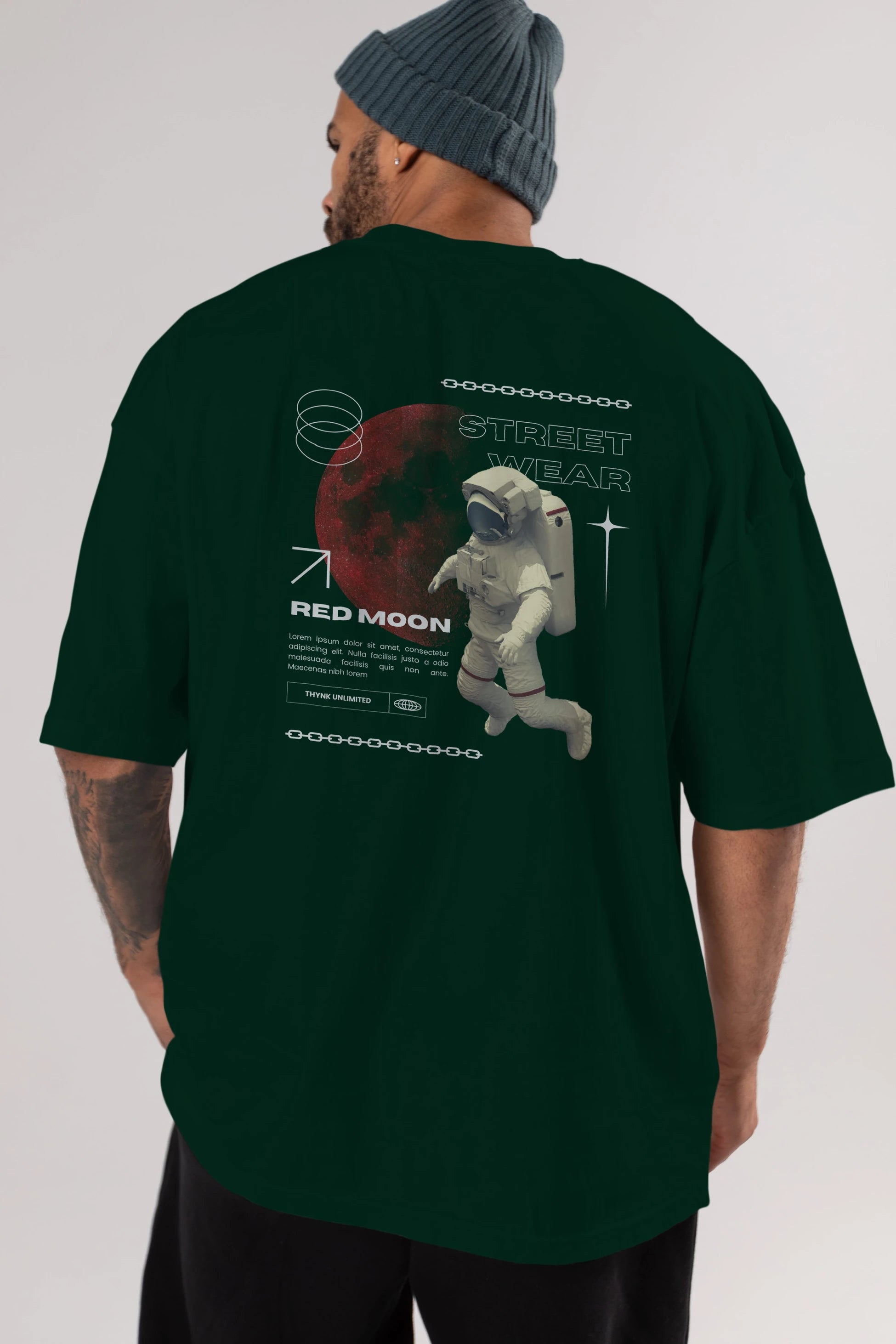 Red Moon Streetwear Arka Baskılı Oversize t-shirt Erkek Kadın Unisex
