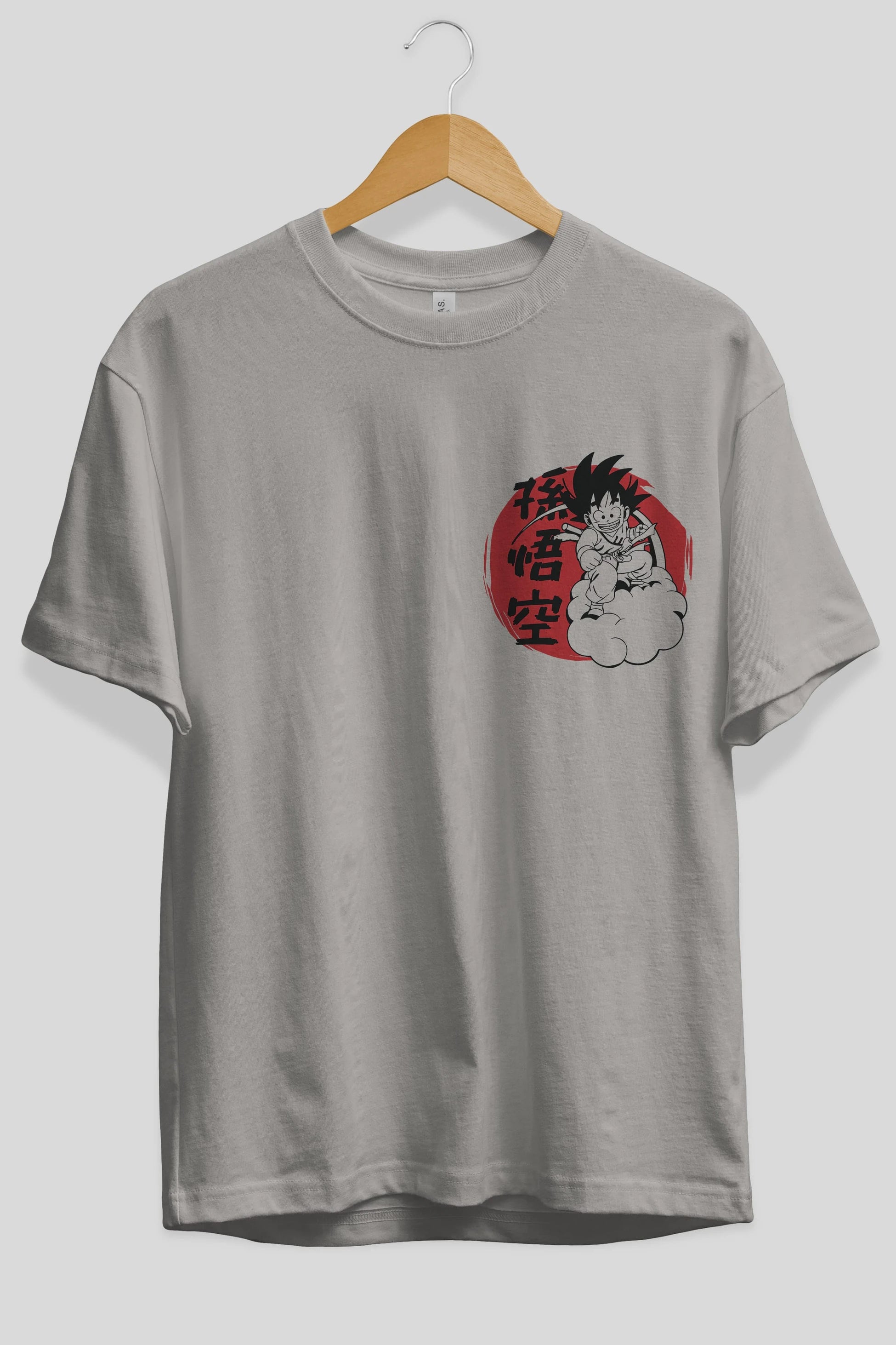 DRAGON BALL Ön Sol Baskılı Oversize t-shirt Erkek Kadın Unisex %100 Pamuk Bisiklet Yaka tişort