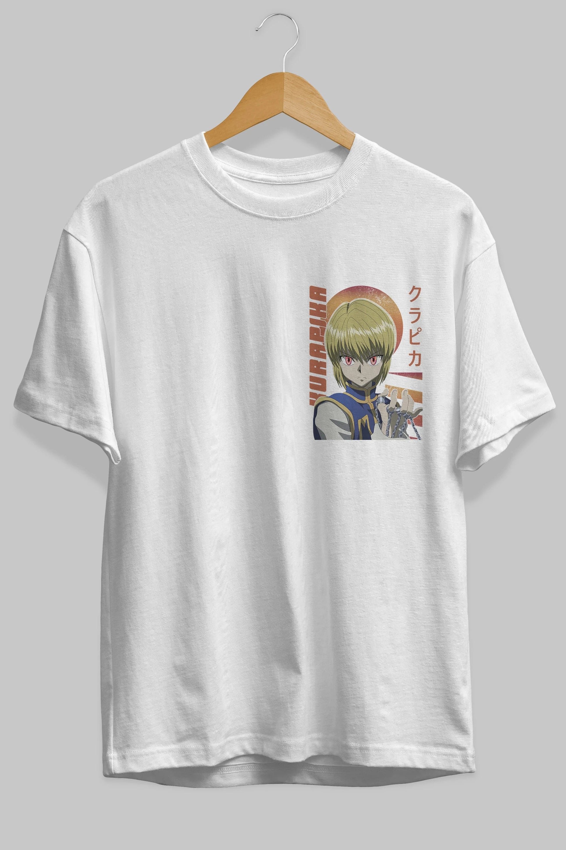 Kurapika 5 (2) Ön Sol Baskılı Oversize t-shirt Erkek Kadın Unisex %100 Pamuk Bisiklet Yaka tişort