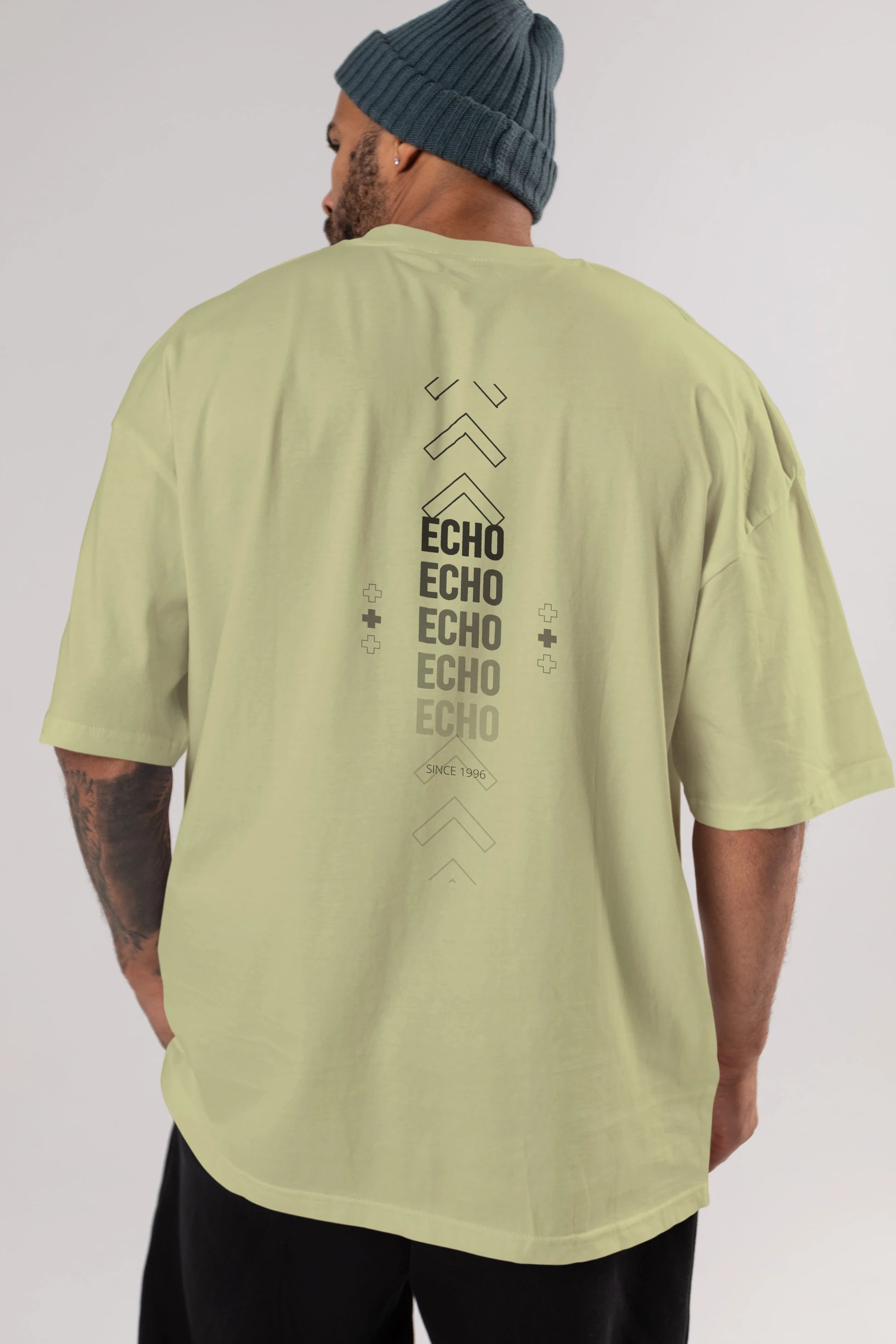 Echo Yazılı Arka Baskılı Oversize t-shirt Erkek Kadın Unisex