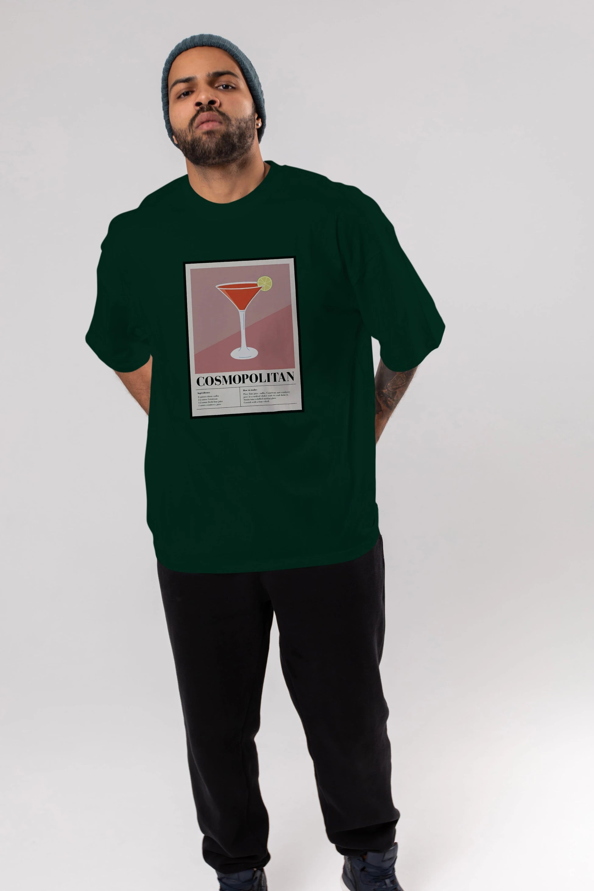 Cosmopolitan 3 Ön Baskılı Oversize t-shirt Erkek Kadın Unisex %100 Pamuk Bisiklet Yaka tişort