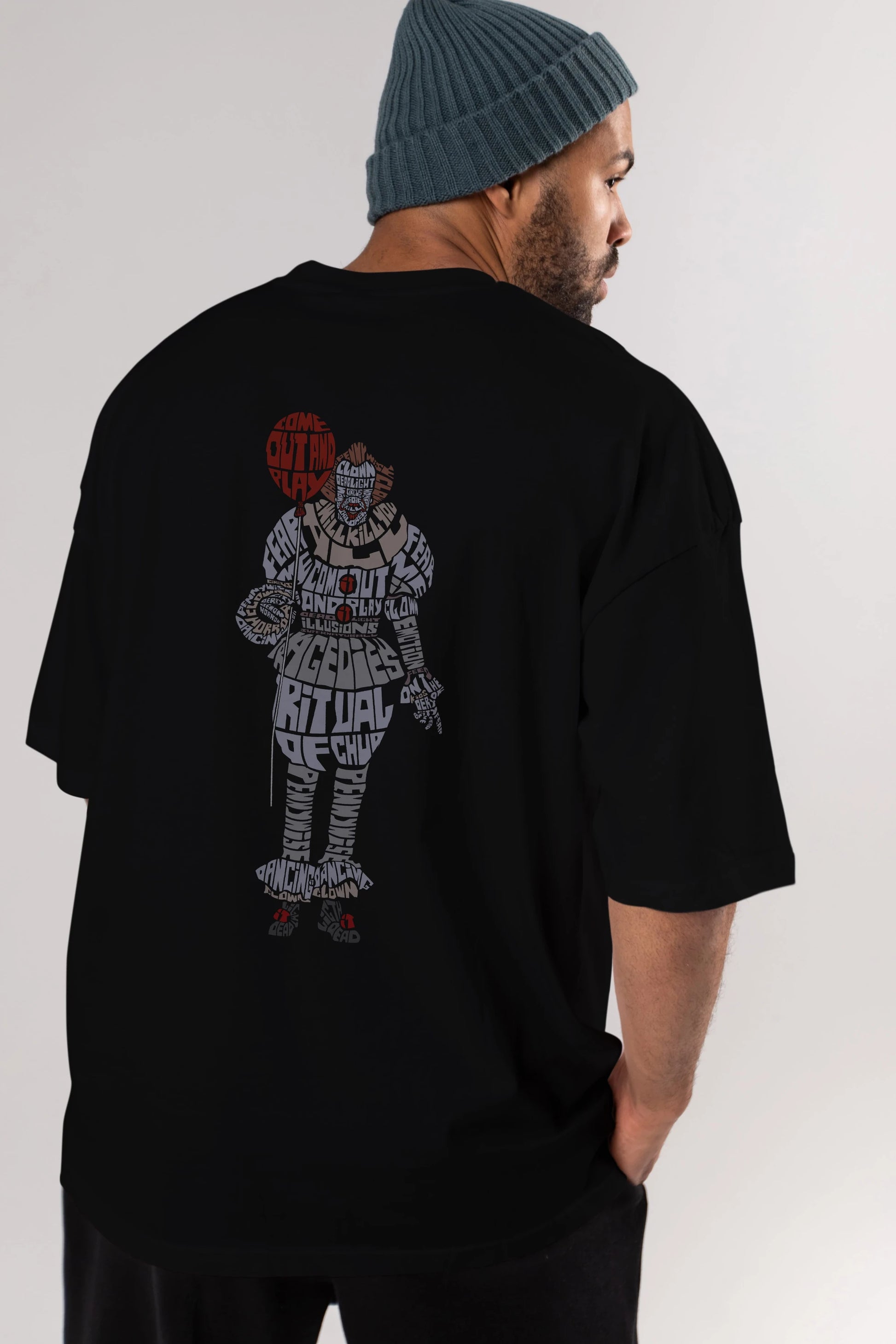 It Arka Baskılı Oversize t-shirt %100 pamuk Erkek Kadın Unisex