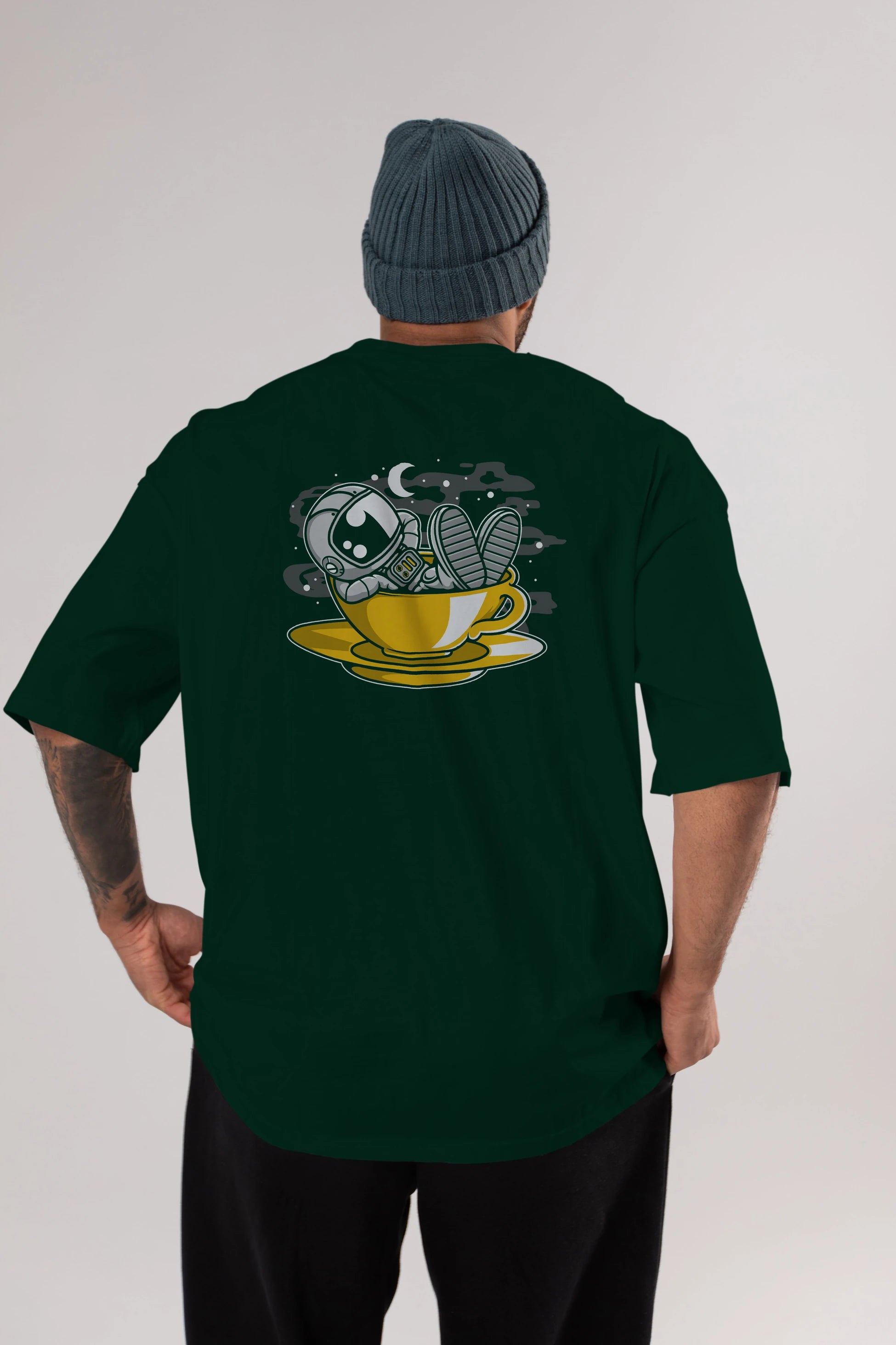 Astronaut Relax Arka Baskılı Oversize t-shirt Erkek Kadın Unisex