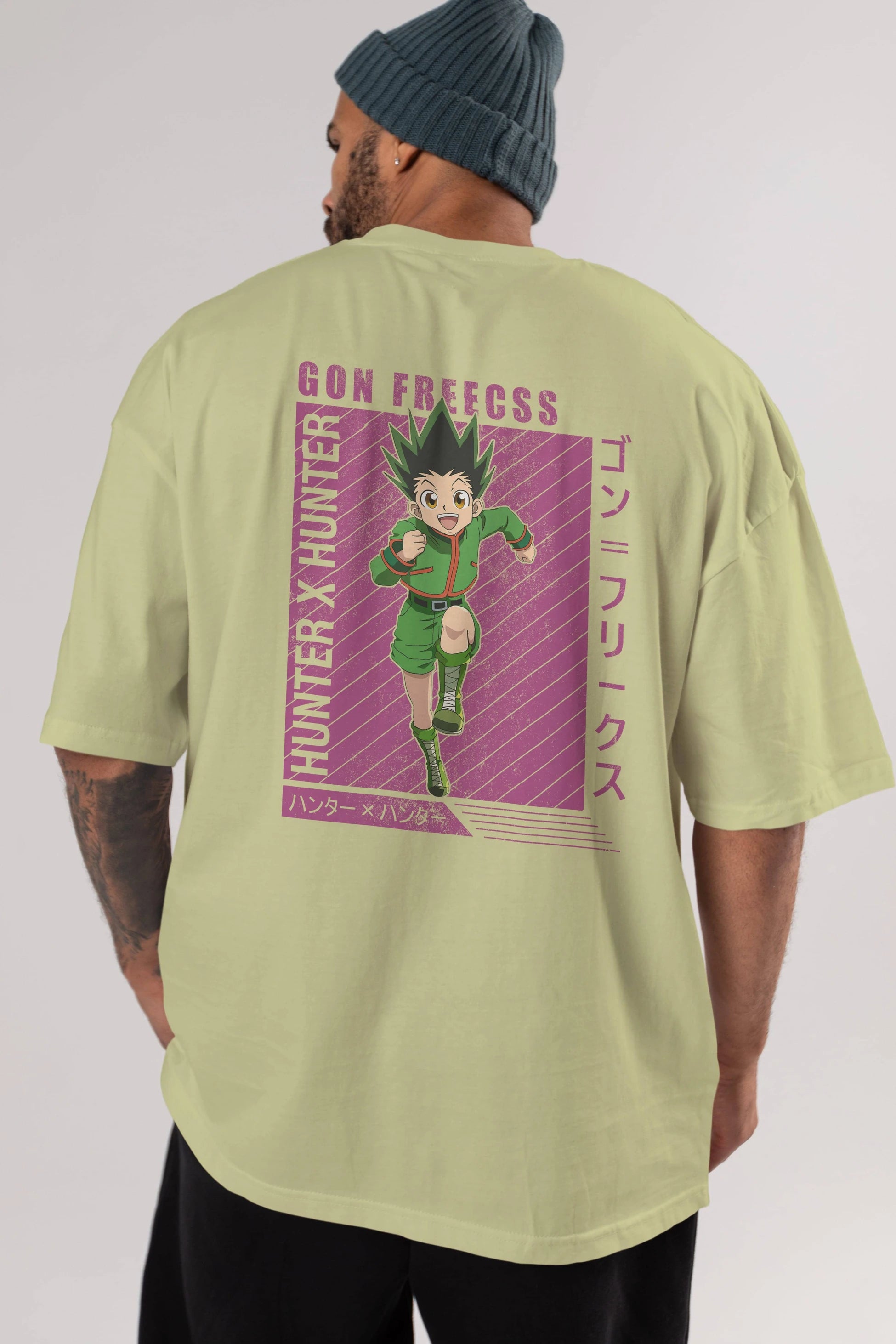 Gon Freecss HUNTER X HUNTER 3 Anime Arka Baskılı Oversize t-shirt Erkek Kadın Unisex