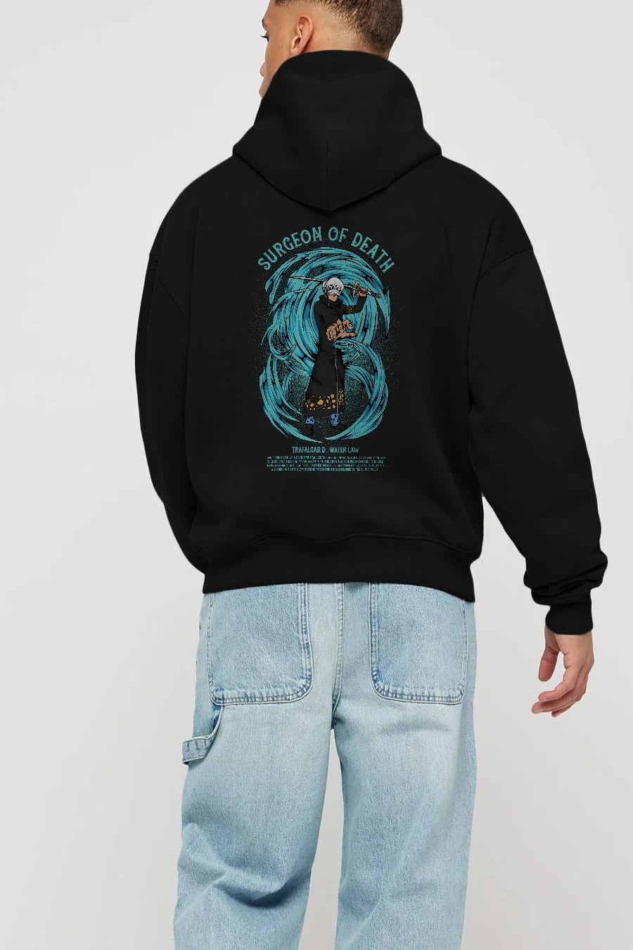 Trafalgad D. Water Law Anime Arka Baskılı Hoodie Oversize Kapüşonlu Sweatshirt Erkek Kadın Unisex