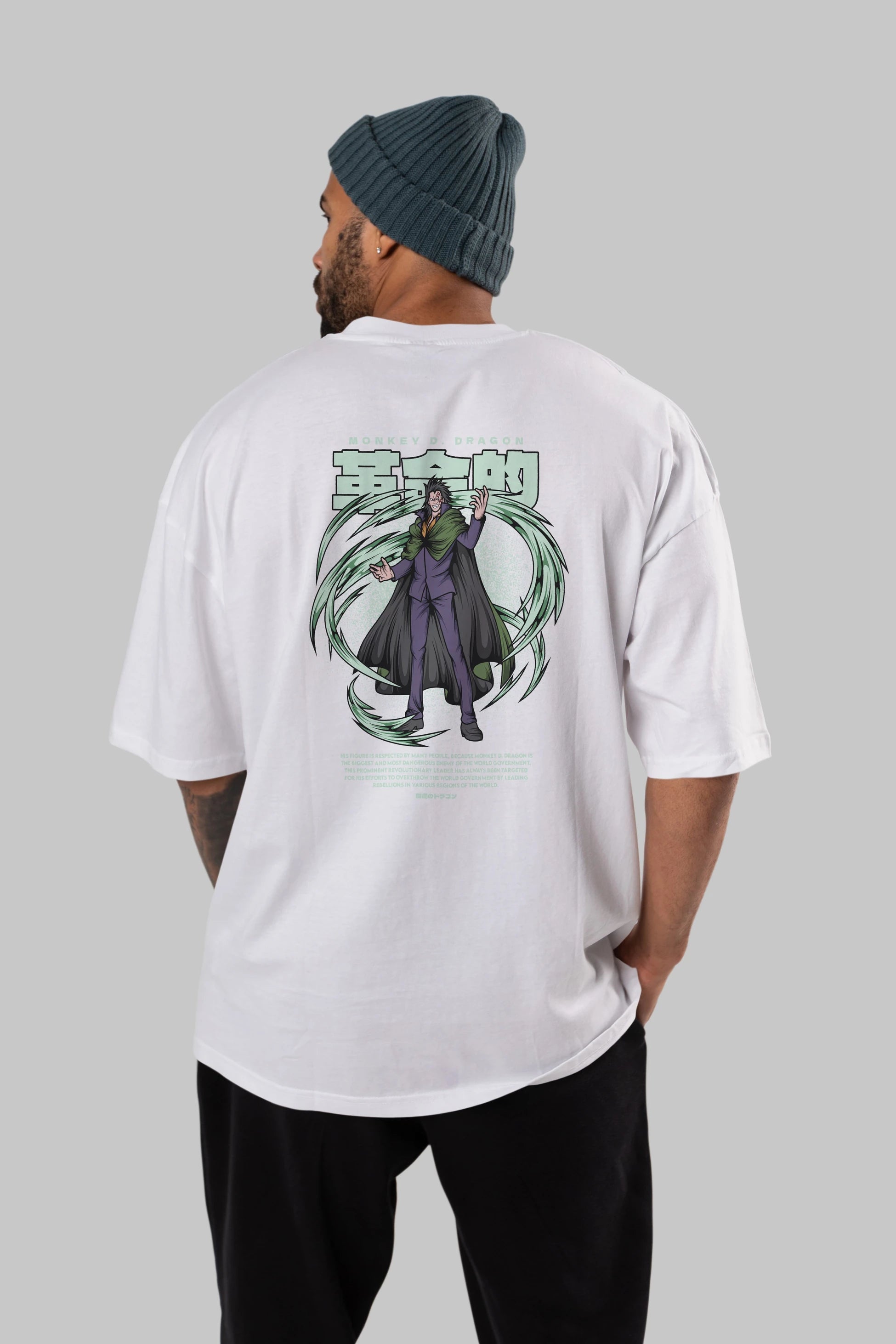 Monkey D. Dragon Anime Arka Baskılı Oversize t-shirt Erkek Kadın Unisex