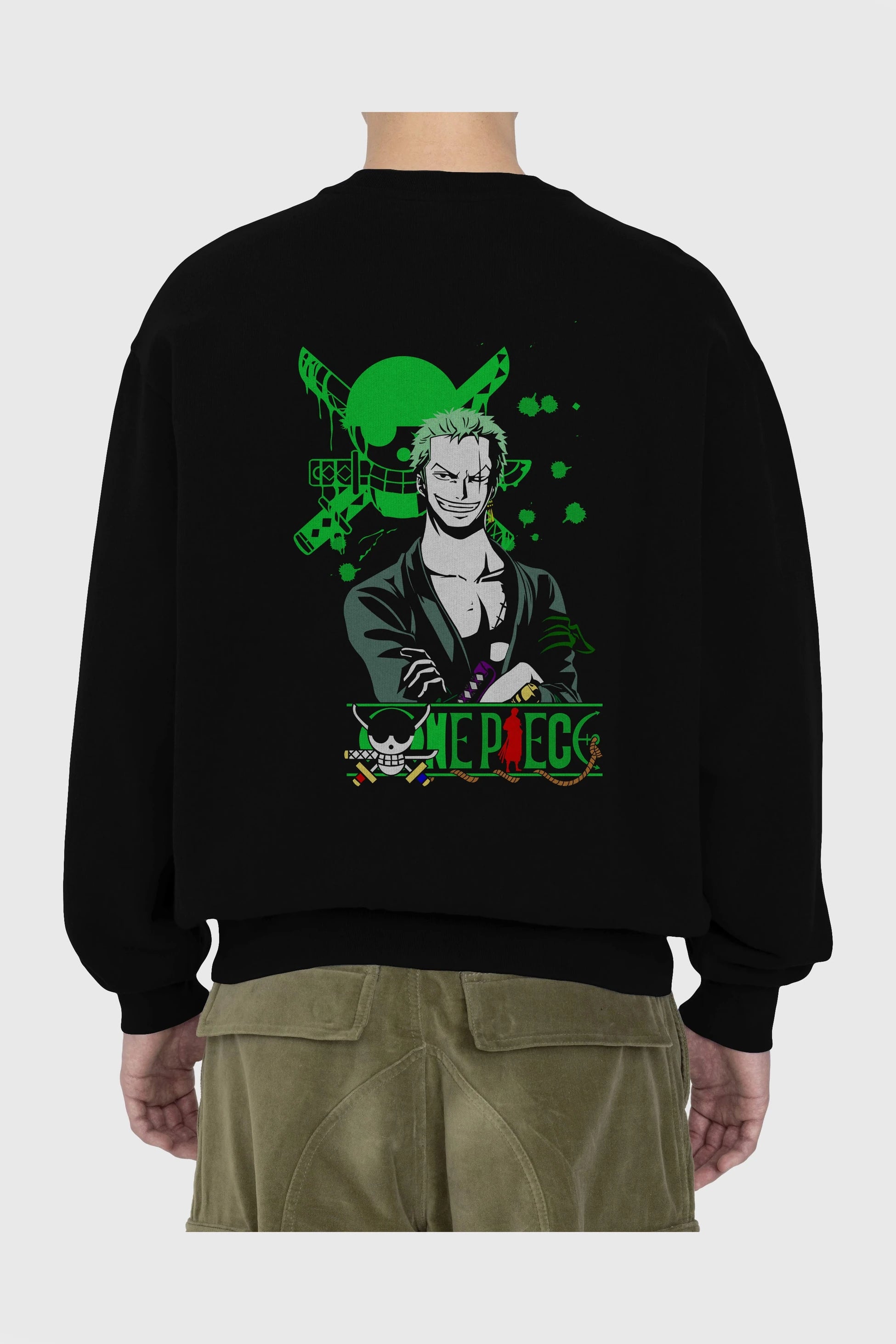 Roronoa Zoro 2 Arka Baskılı Anime Oversize Sweatshirt Erkek Kadın Unisex