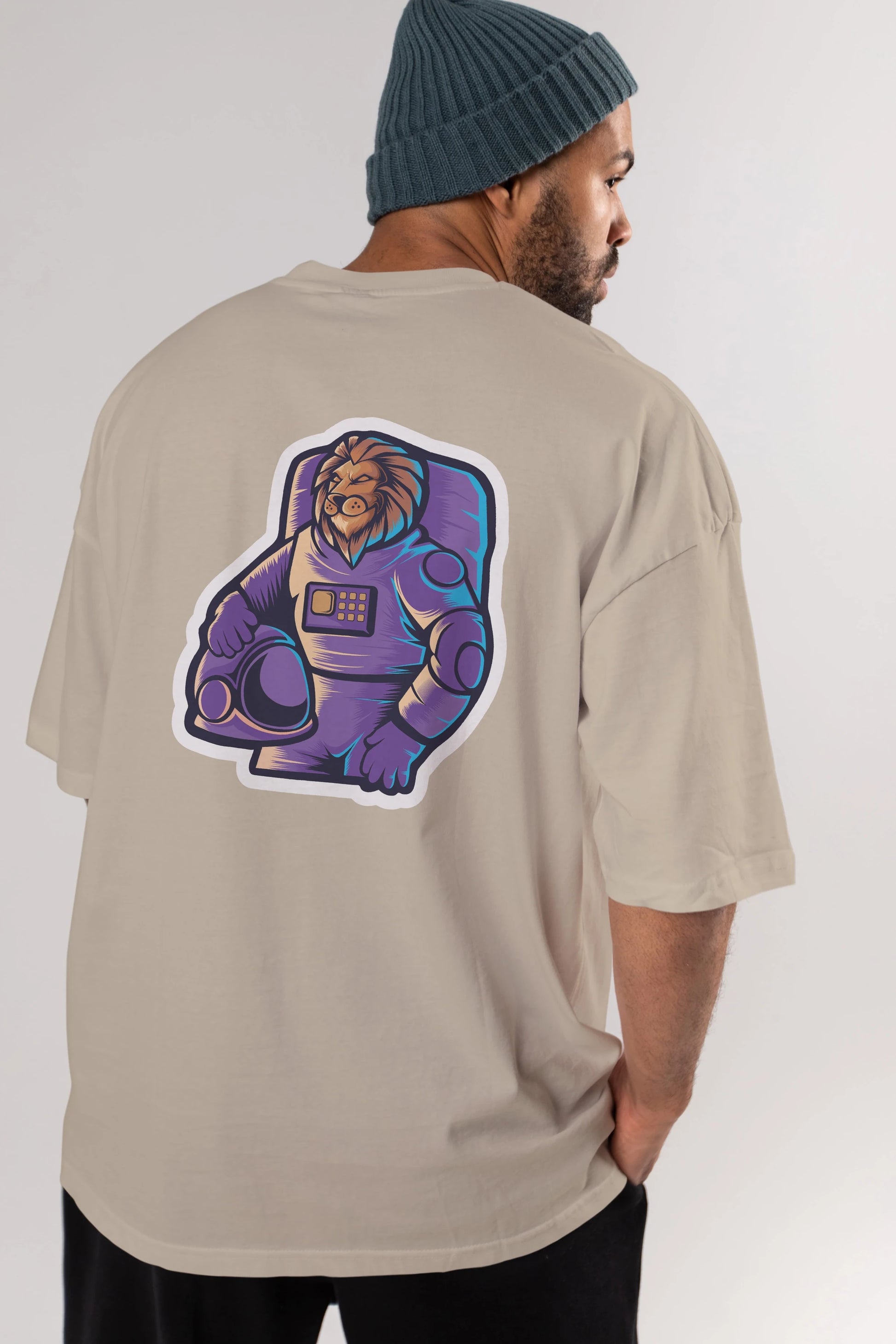 Astroking Sticker Arka Baskılı Oversize t-shirt Erkek Kadın Unisex