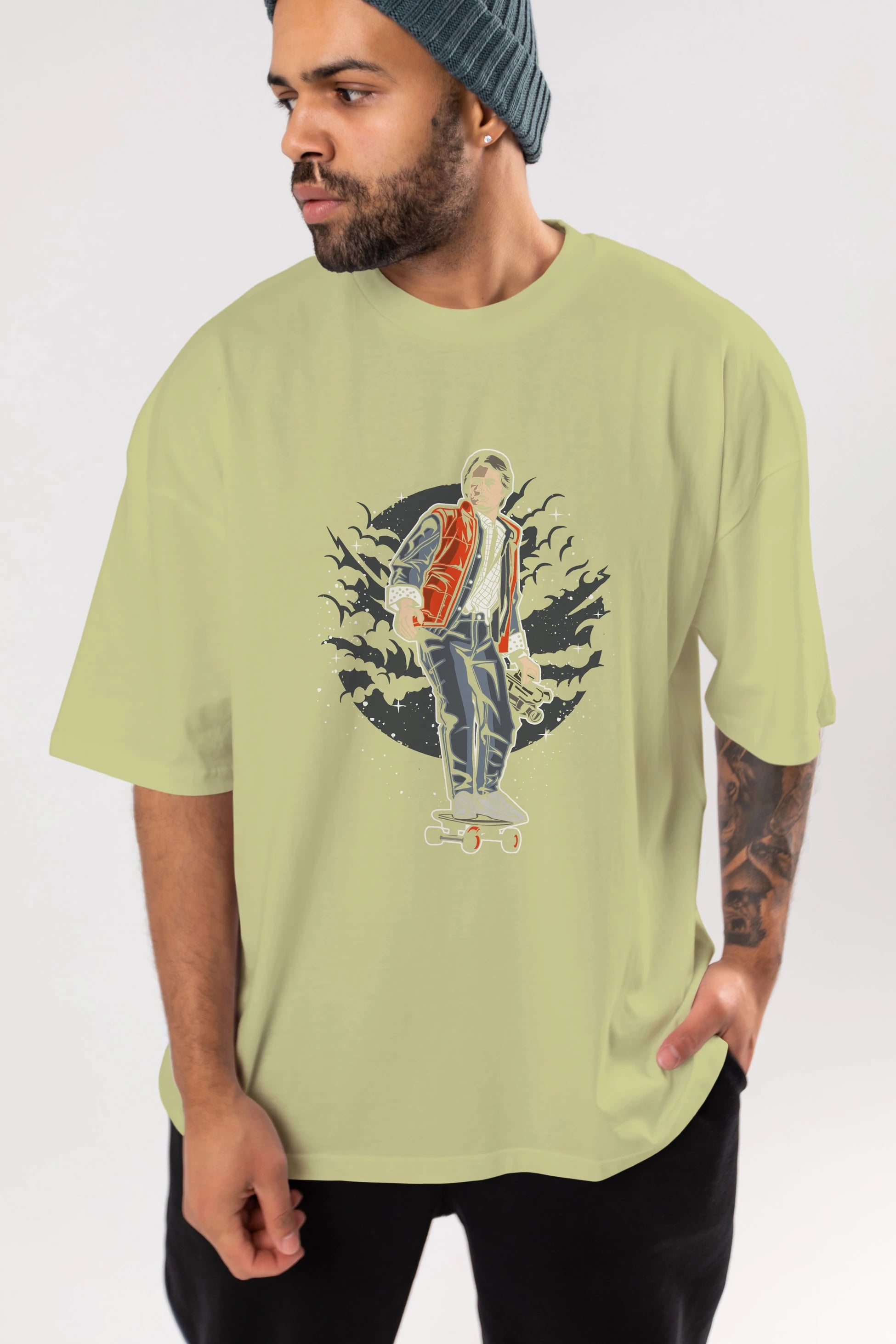 MARTY Ön Baskılı Oversize t-shirt Erkek Kadın Unisex %100 Pamuk tişort