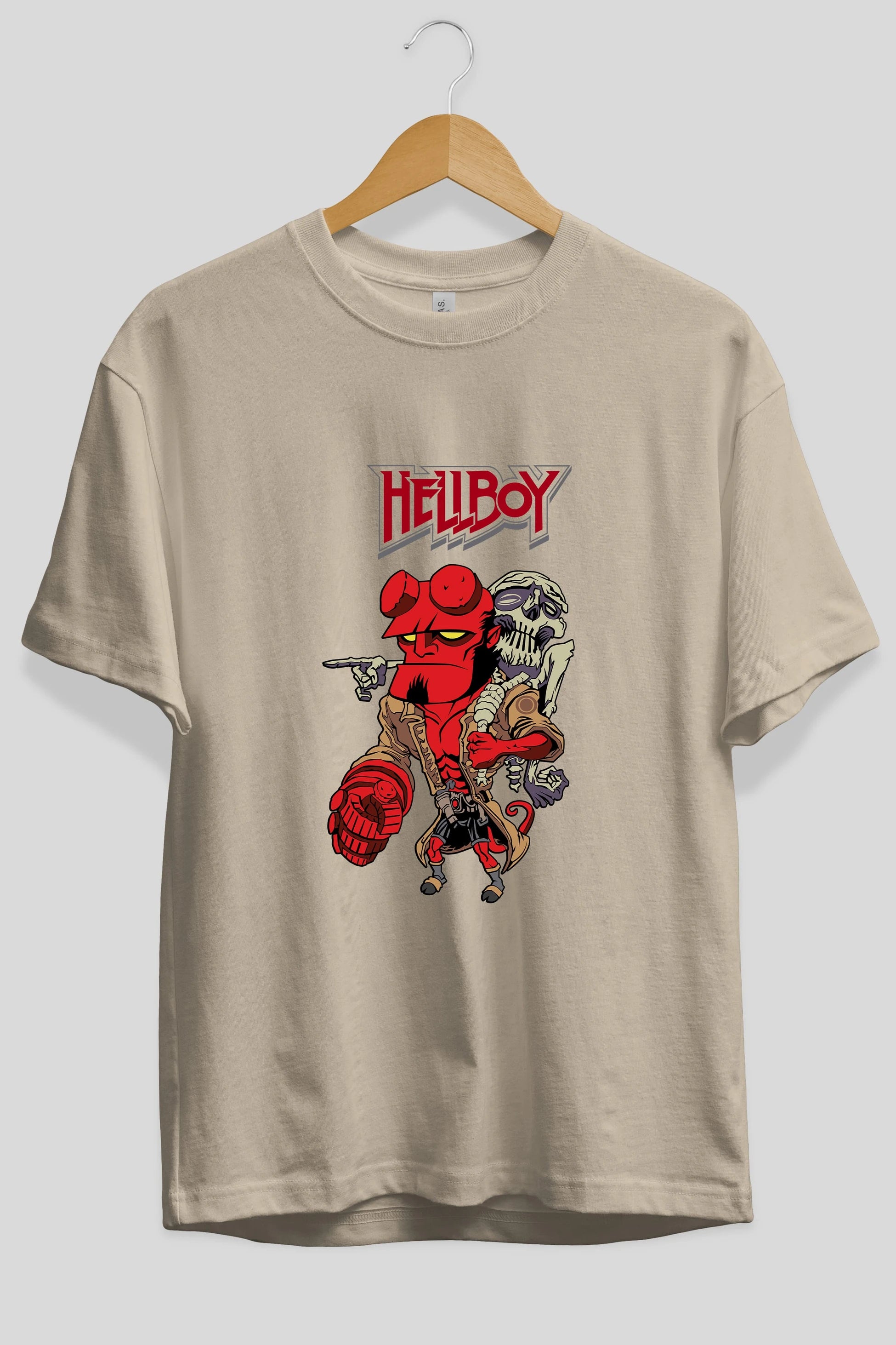 Hellboy (2) Ön Baskılı Oversize t-shirt Erkek Kadın Unisex %100 Pamuk Bisiklet Yaka tişort