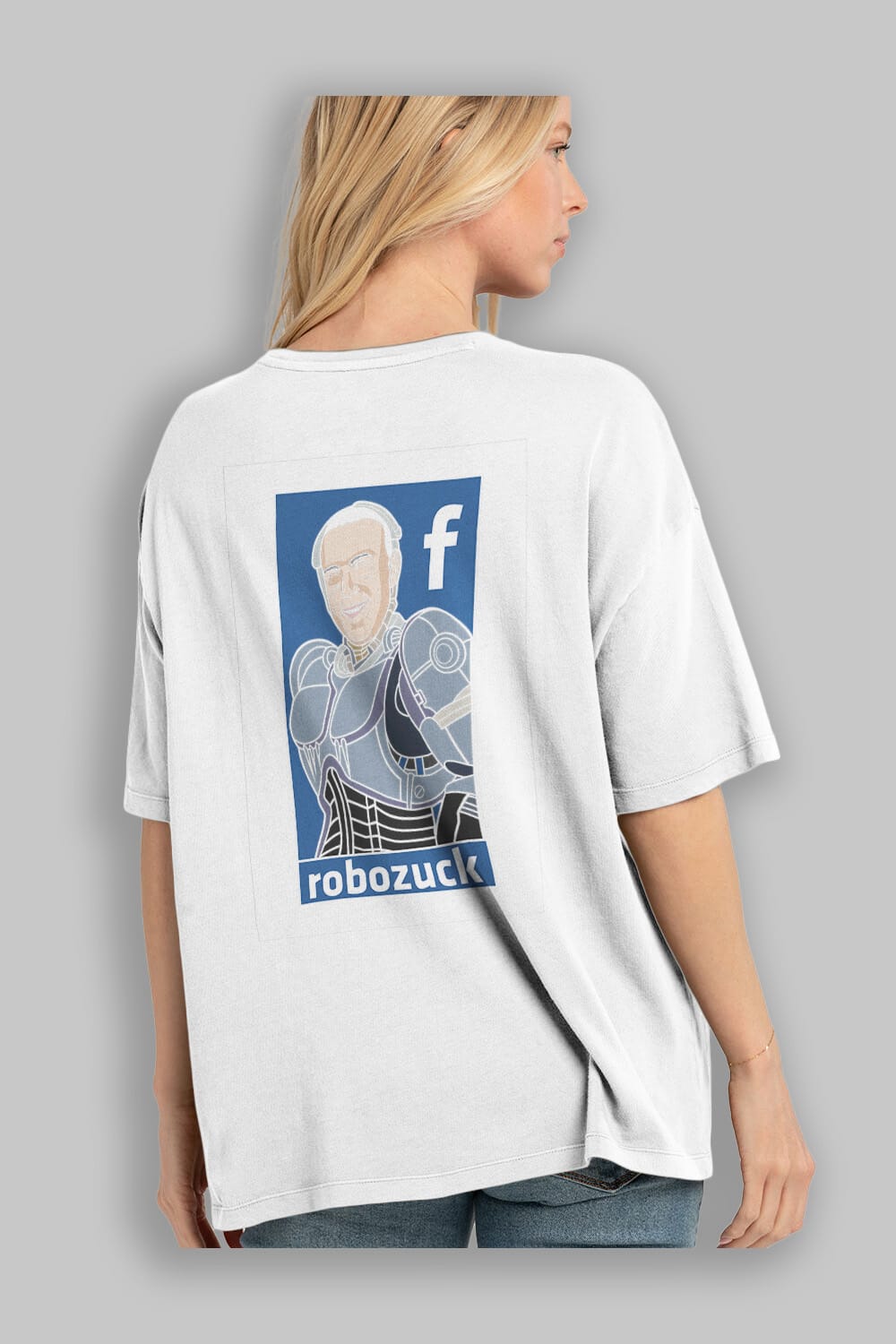 Robozuck Arka Baskılı Oversize t-shirt Erkek Kadın Unisex %100 Pamuk tişort