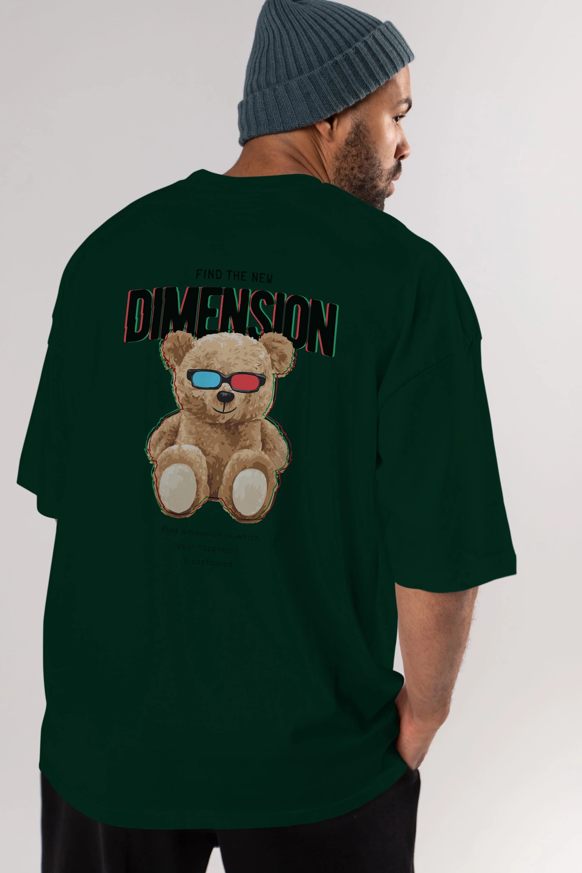 Teddy Bear Dimension Arka Baskılı Oversize t-shirt Erkek Kadın Unisex %100 Pamuk