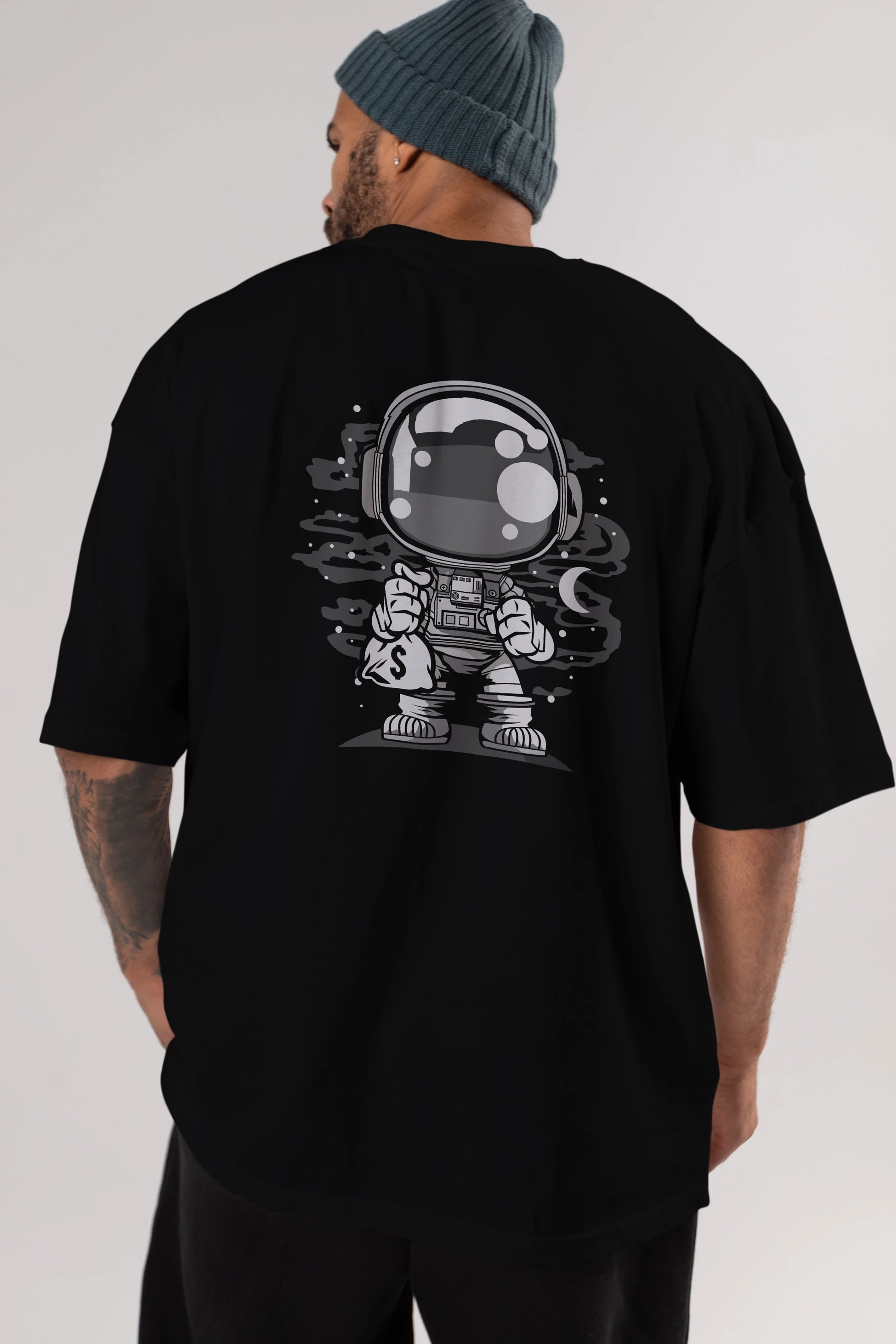 Astronaut Chibi Arka Baskılı Oversize t-shirt Erkek Kadın Unisex