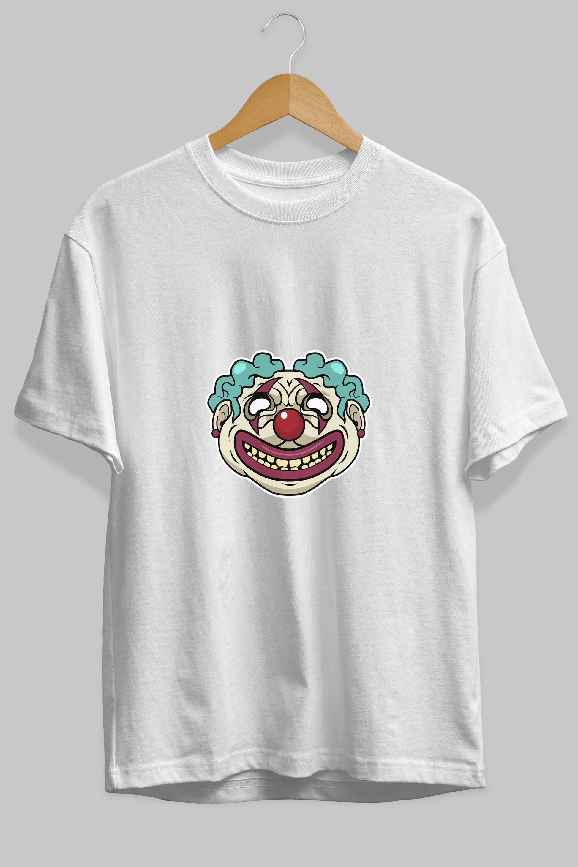 Clown Head Ön Baskılı Oversize t-shirt Erkek Kadın Unisex %100 Pamuk tişort