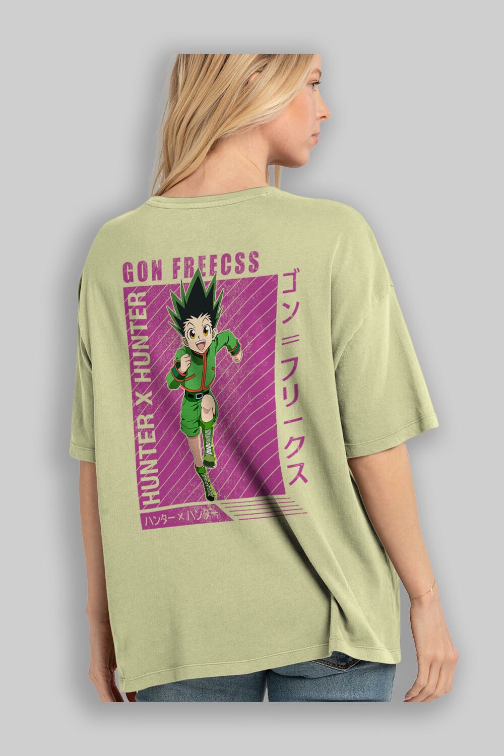 Gon Freecss HUNTER X HUNTER 3 Anime Arka Baskılı Oversize t-shirt Erkek Kadın Unisex