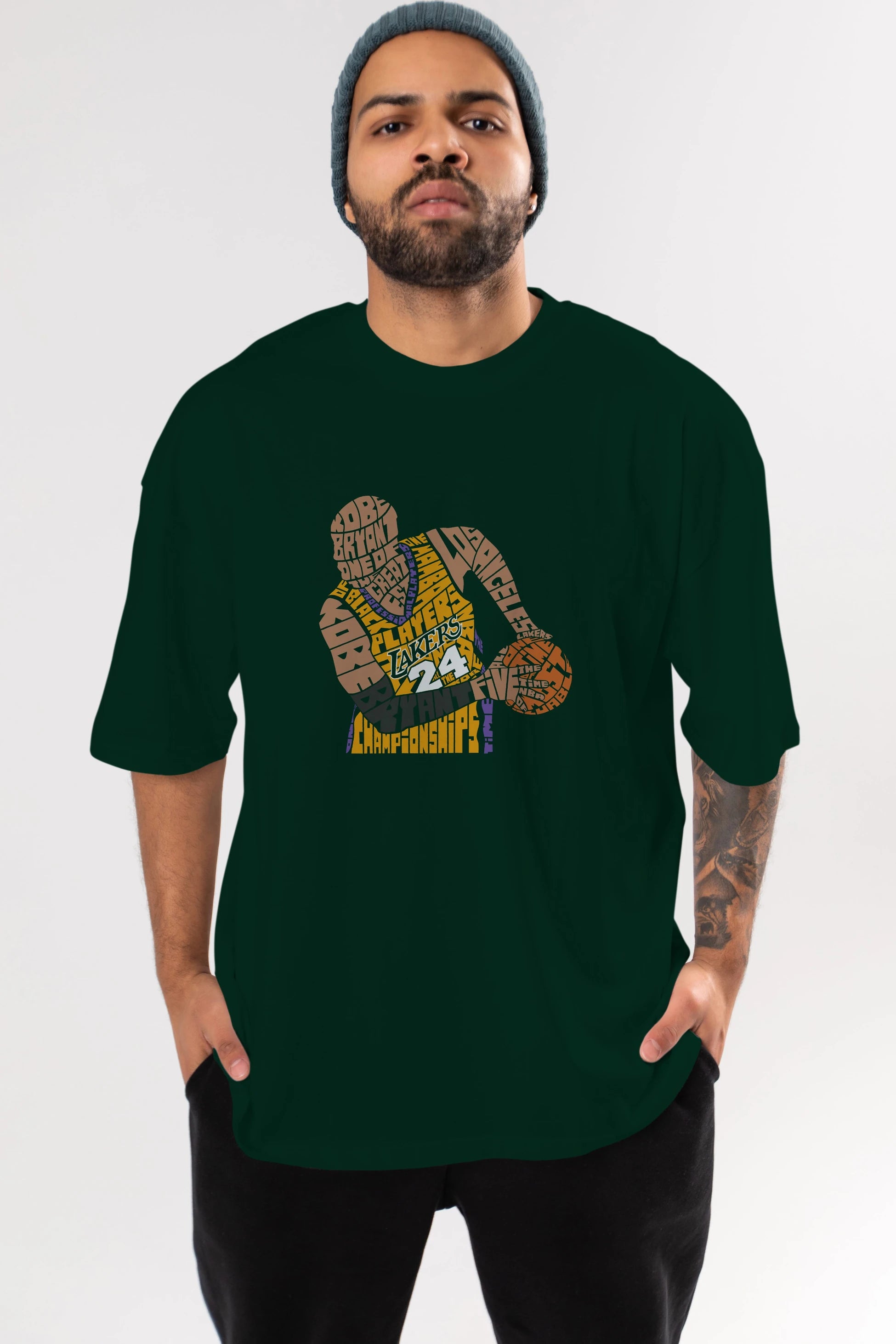 Kobe Bryant Ön Baskılı Oversize t-shirt %100 pamuk Erkek Kadın Unisex