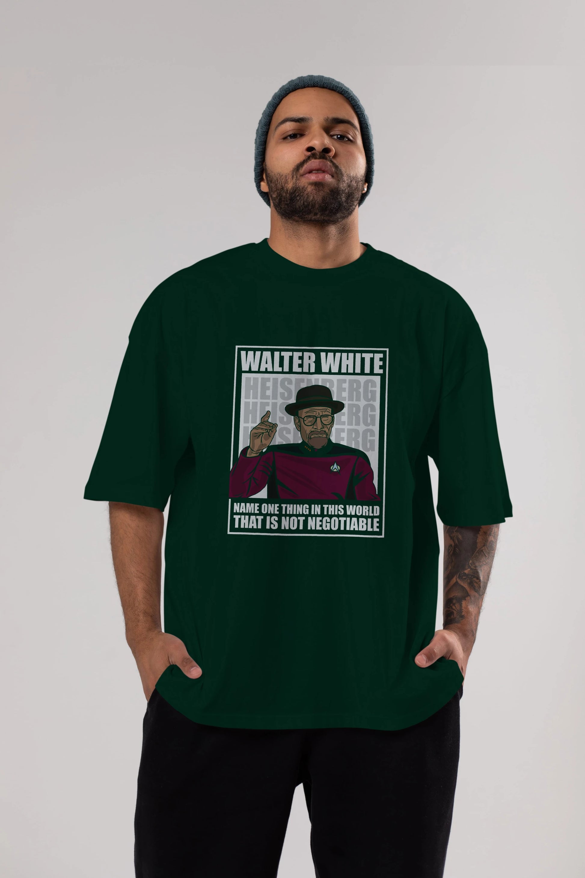 Captain Pixard Heisenberg Ön Baskılı Oversize t-shirt Erkek Kadın Unisex %100 Pamuk tişort