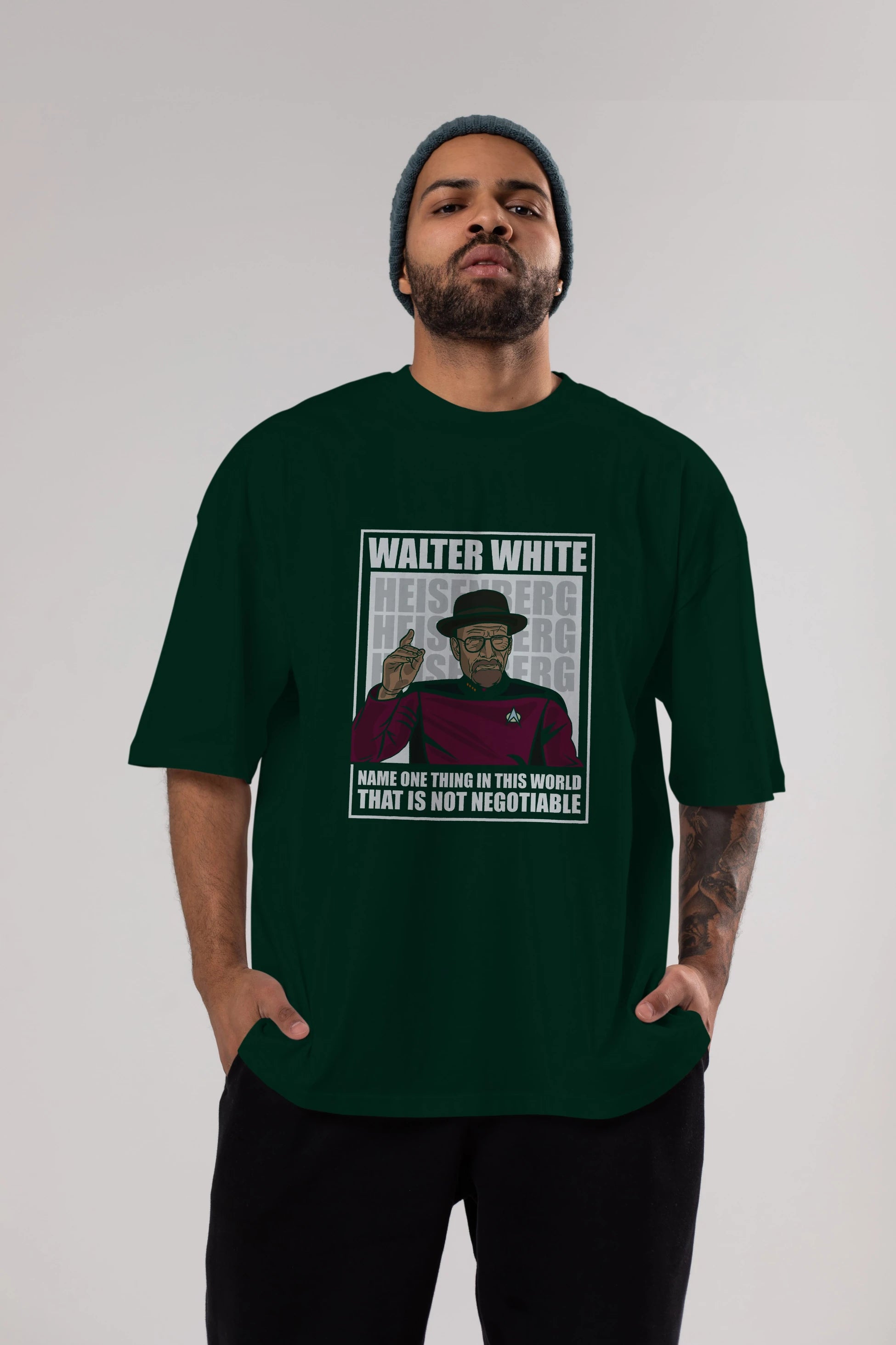 Captain Pixard Heisenberg Ön Baskılı Oversize t-shirt Erkek Kadın Unisex %100 Pamuk tişort