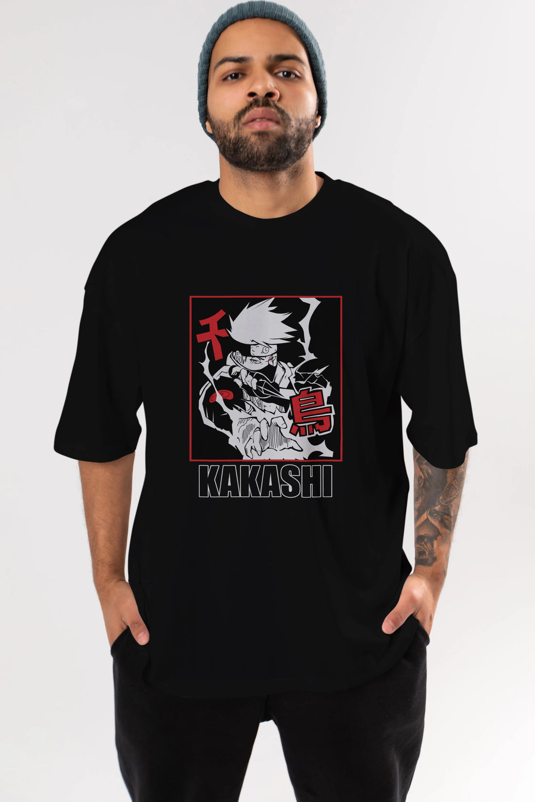 KAKASHI HATAKE NARUTO Anime Ön Baskılı Oversize t-shirt %100 pamuk Erkek Kadın Unisex