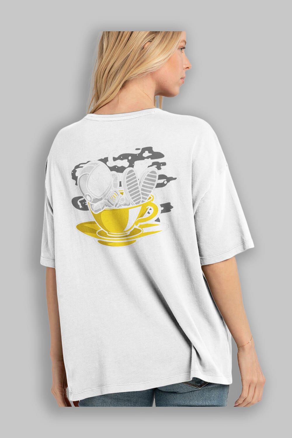 Astronaut Relax Arka Baskılı Oversize t-shirt Erkek Kadın Unisex