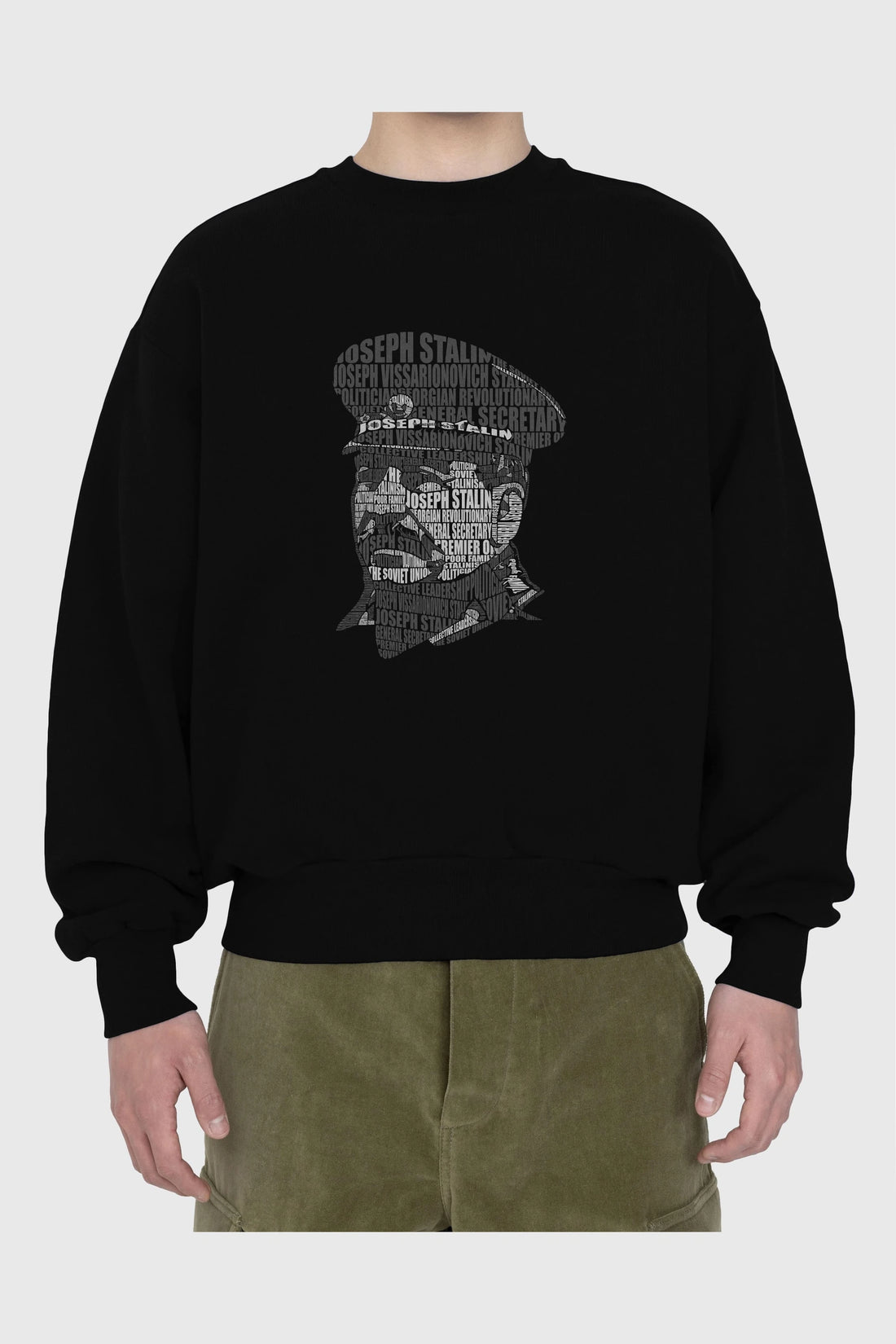 Joseph Stalin Calligram Ön Baskılı Oversize Sweatshirt Erkek Kadın Unisex