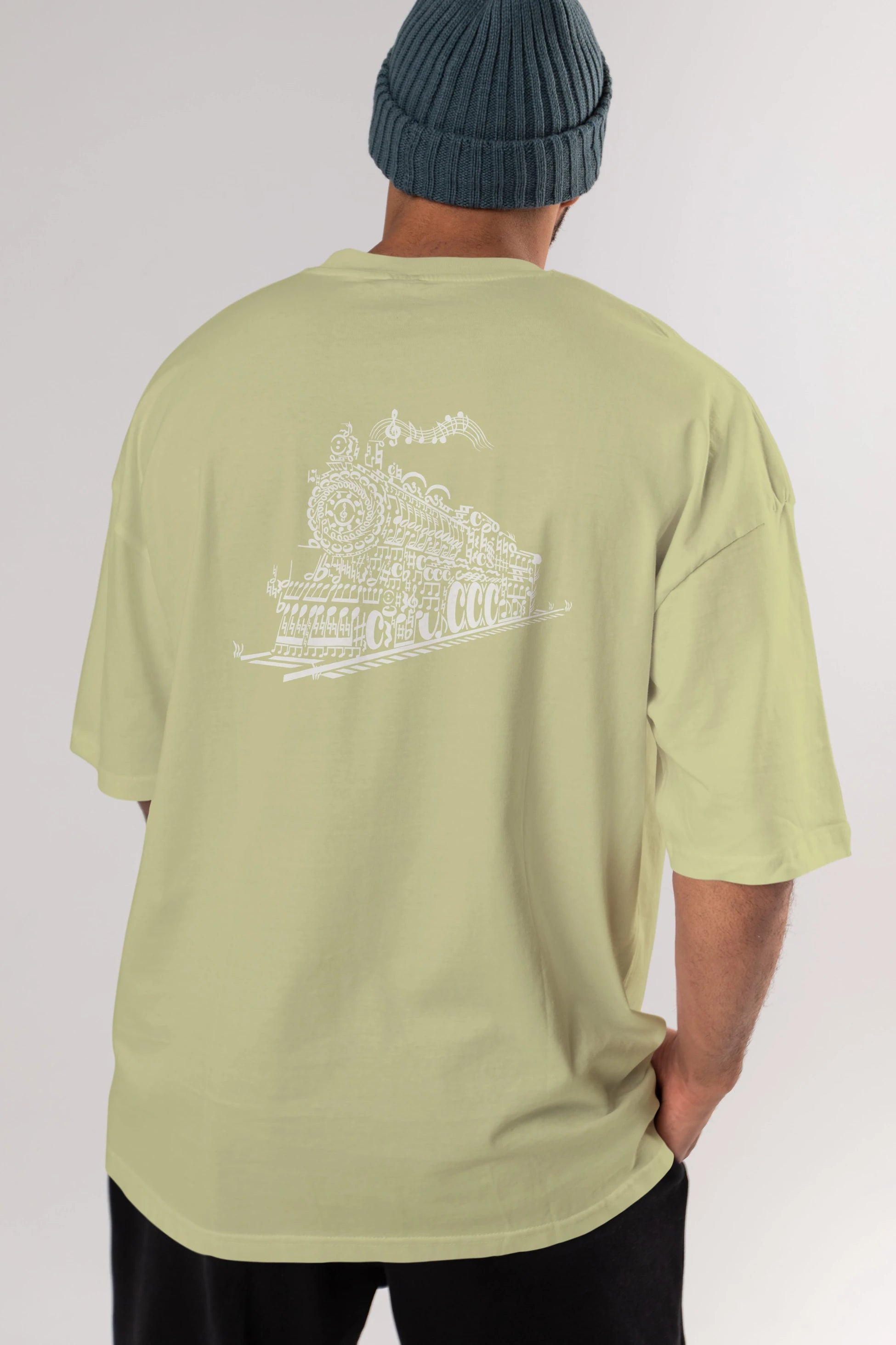 Train Song Arka Baskılı Oversize t-shirt %100 pamuk Erkek Kadın Unisex
