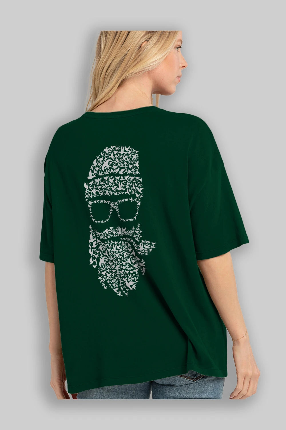Birds Beard Arka Baskılı Oversize t-shirt %100 pamuk Erkek Kadın Unisex