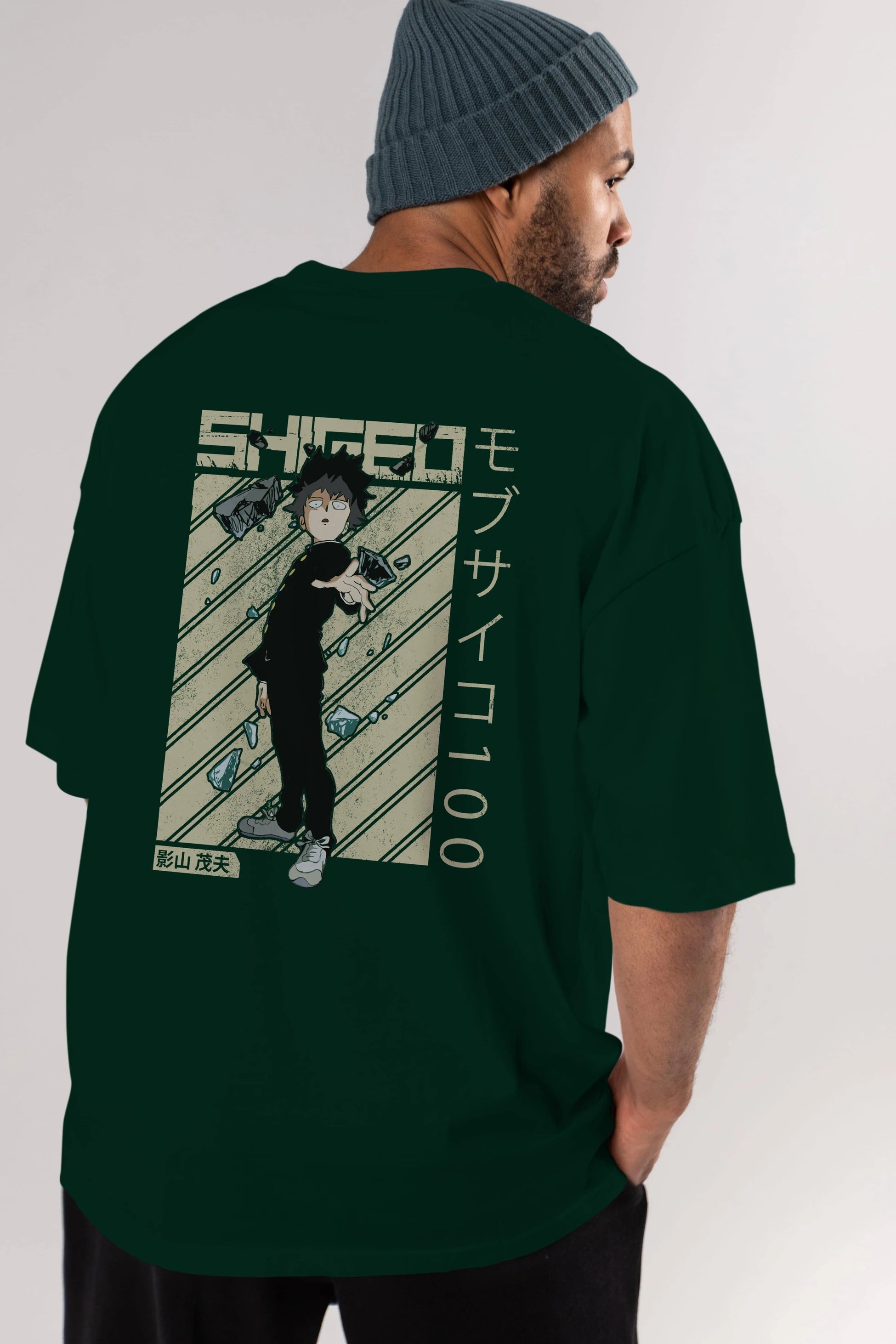 Shigeo Kageyama 3 Anime Arka Baskılı Oversize t-shirt Erkek Kadın Unisex