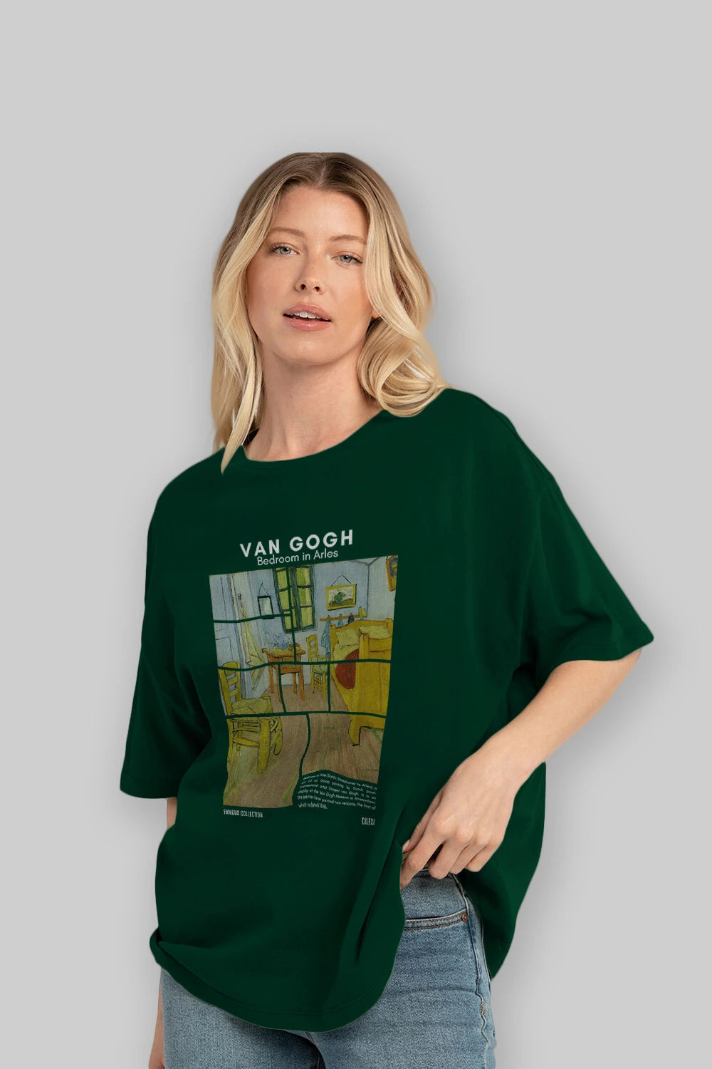 Van Gogh ön Baskılı Oversize t-shirt Erkek Kadın Bisiklet Yaka Pamuk tişort