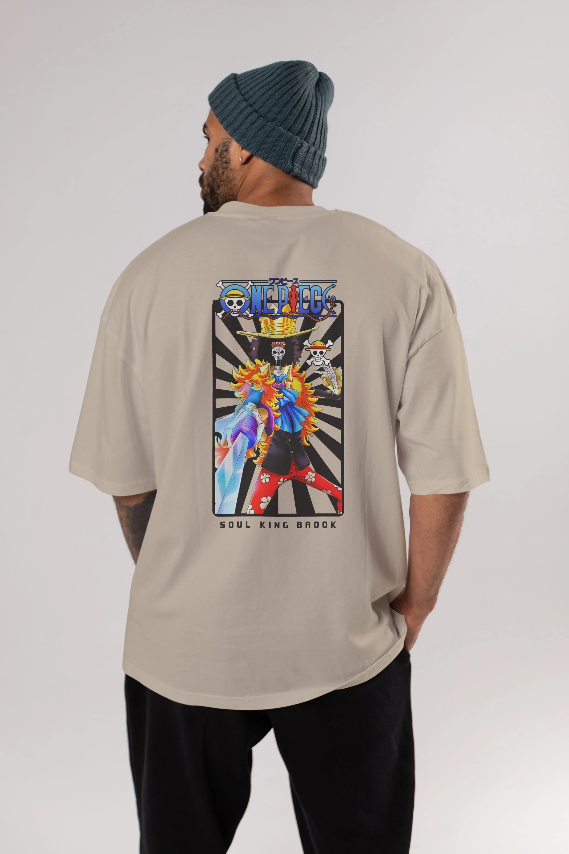Brook Anime Arka Baskılı Oversize t-shirt Erkek Kadın Unisex %100 pamuk tişort