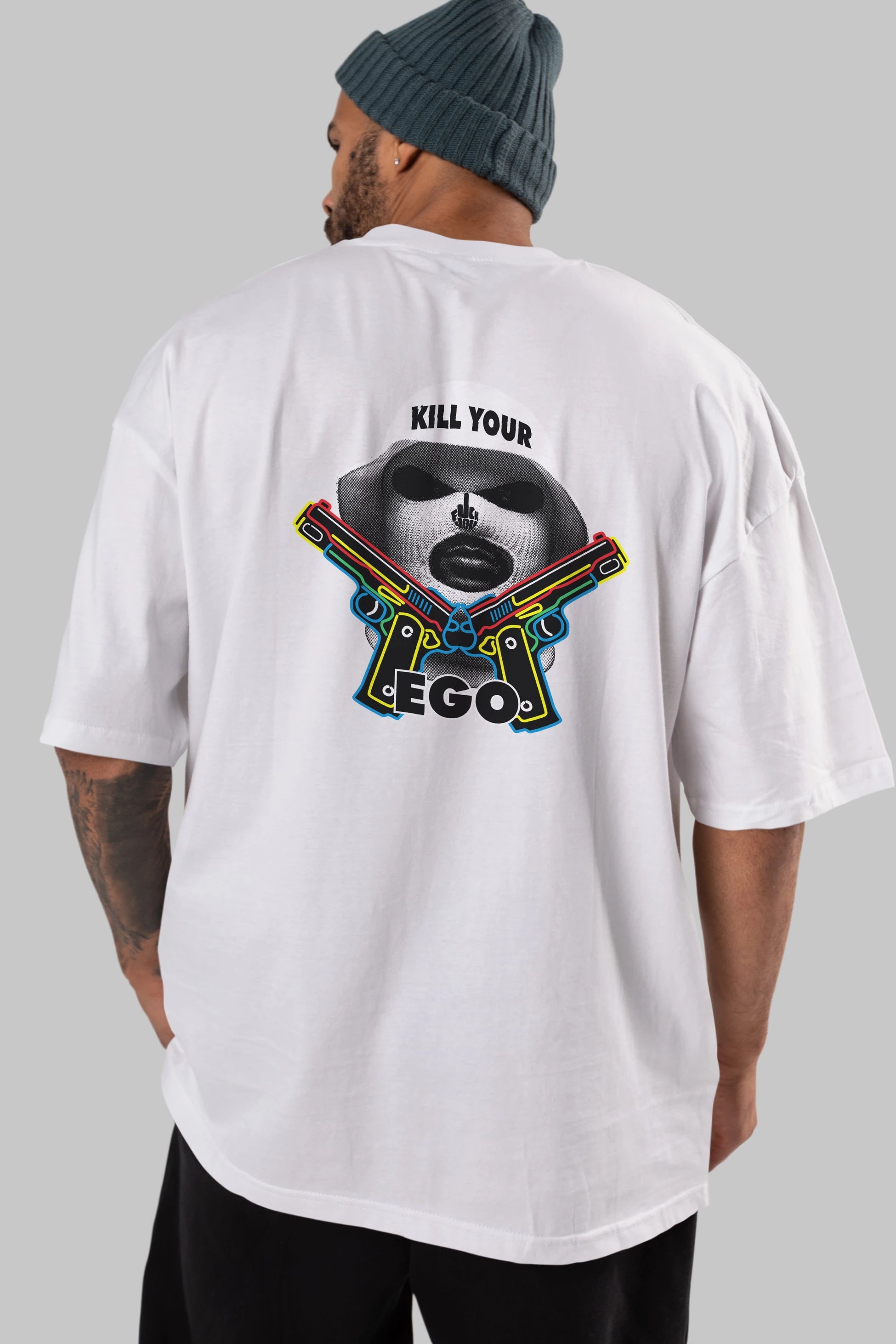 Kill Your Ego Arka Baskılı Oversize t-shirt Erkek Kadın Unisex